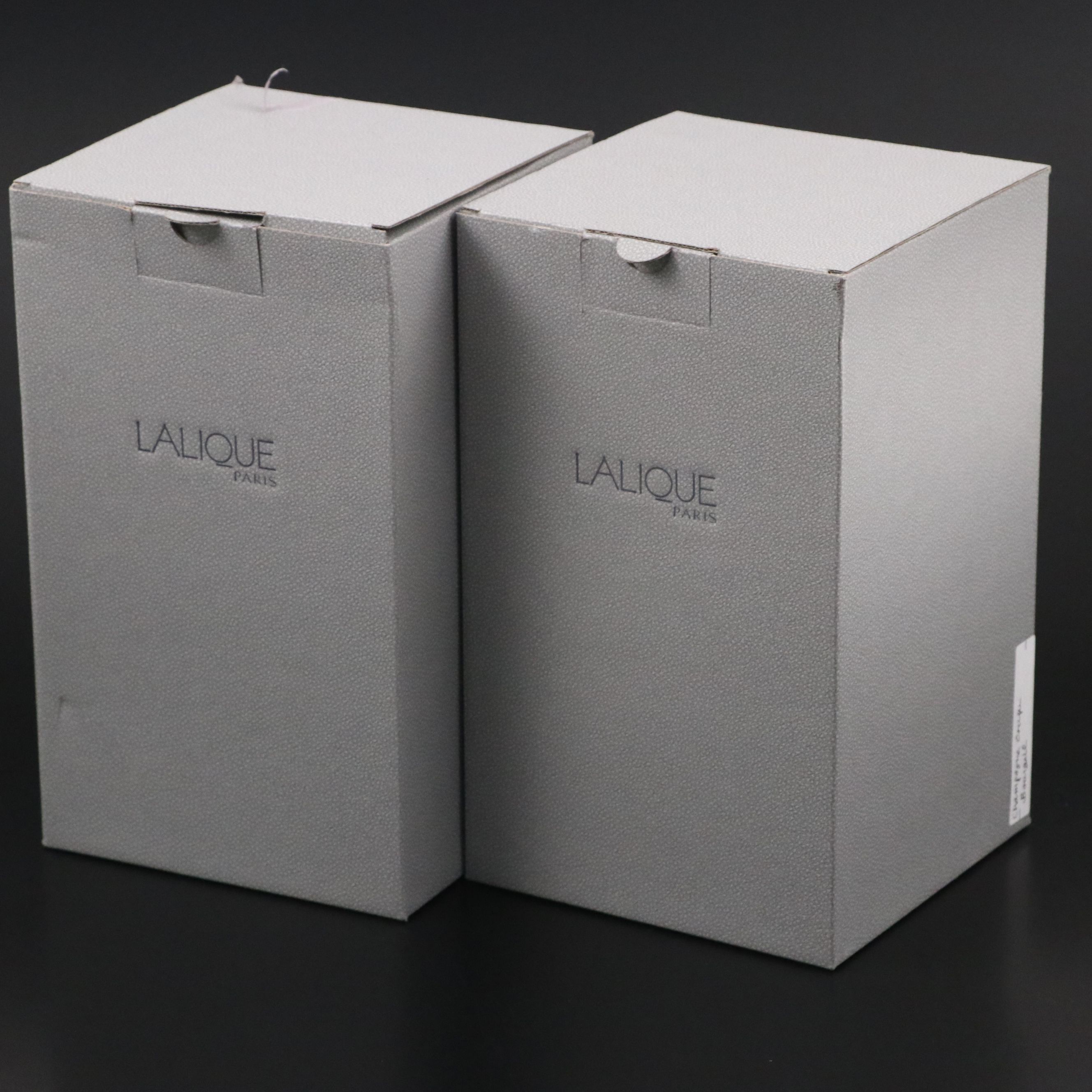 Pair of Lalique "Bourgueil" Frosted and Clear Crystal Champagne Coupes