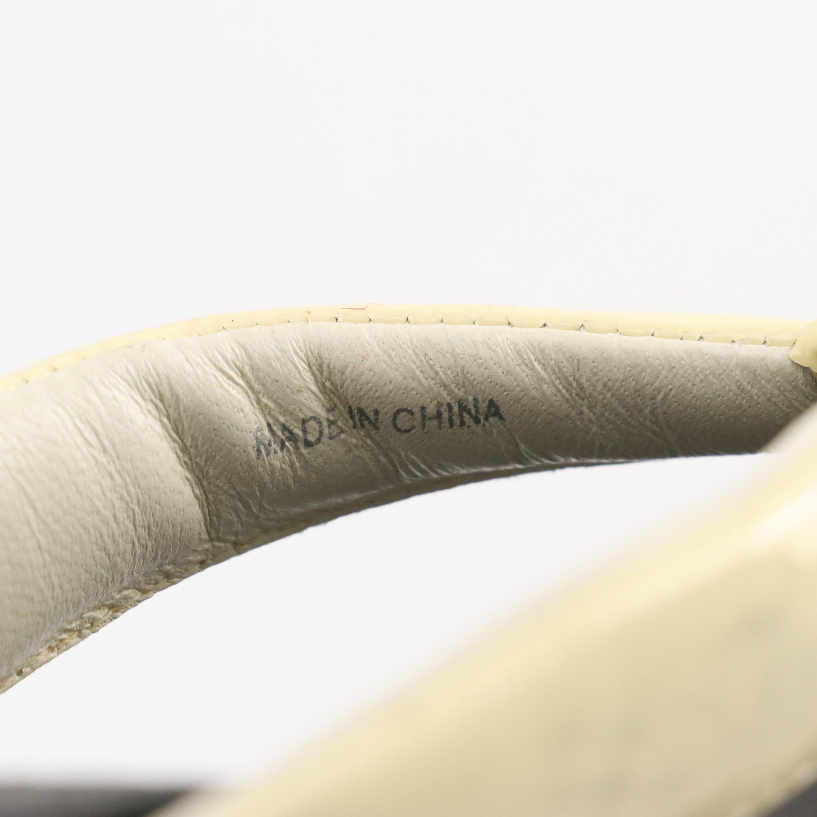 Prada Padded Thong-Strap Wedge Sandals in Ivory Patent & Black Calfskin Leather