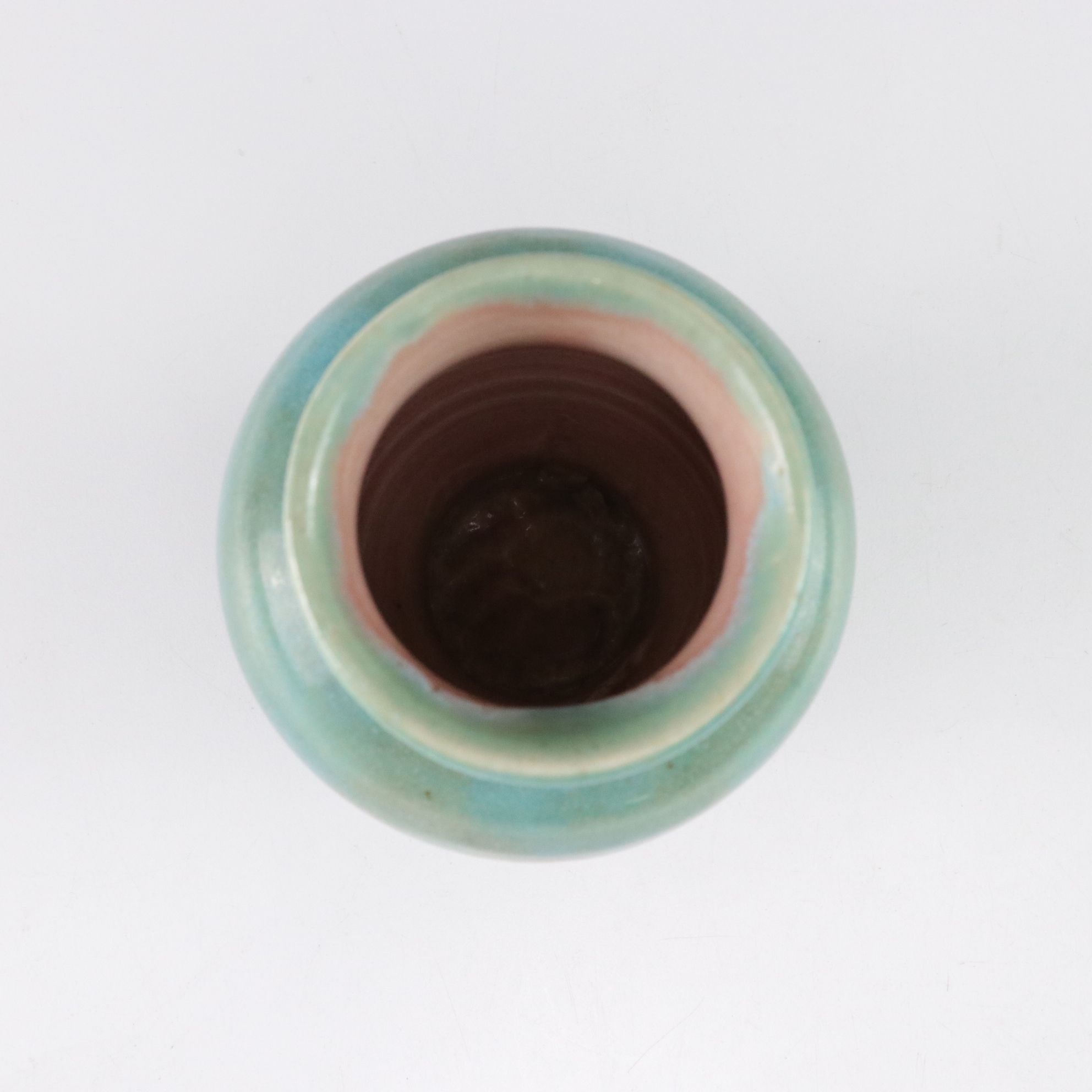 Pisgah Forest 1941 Turquoise Drip Pottery Vase With C. Powell Sage Swirl Vase