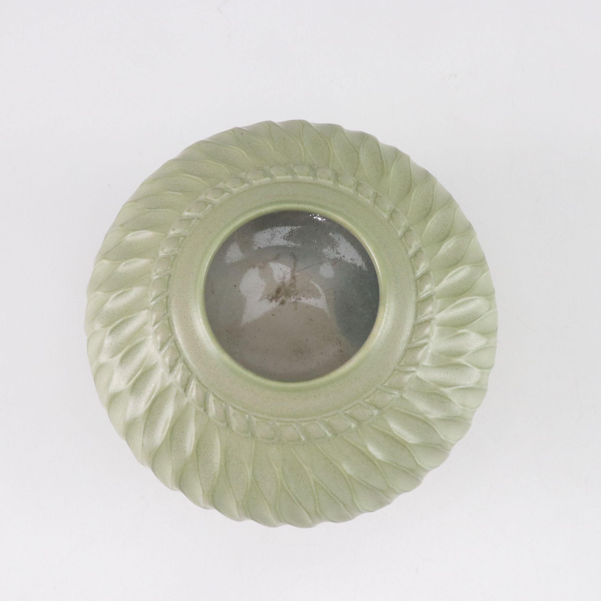 Pisgah Forest 1941 Turquoise Drip Pottery Vase With C. Powell Sage Swirl Vase