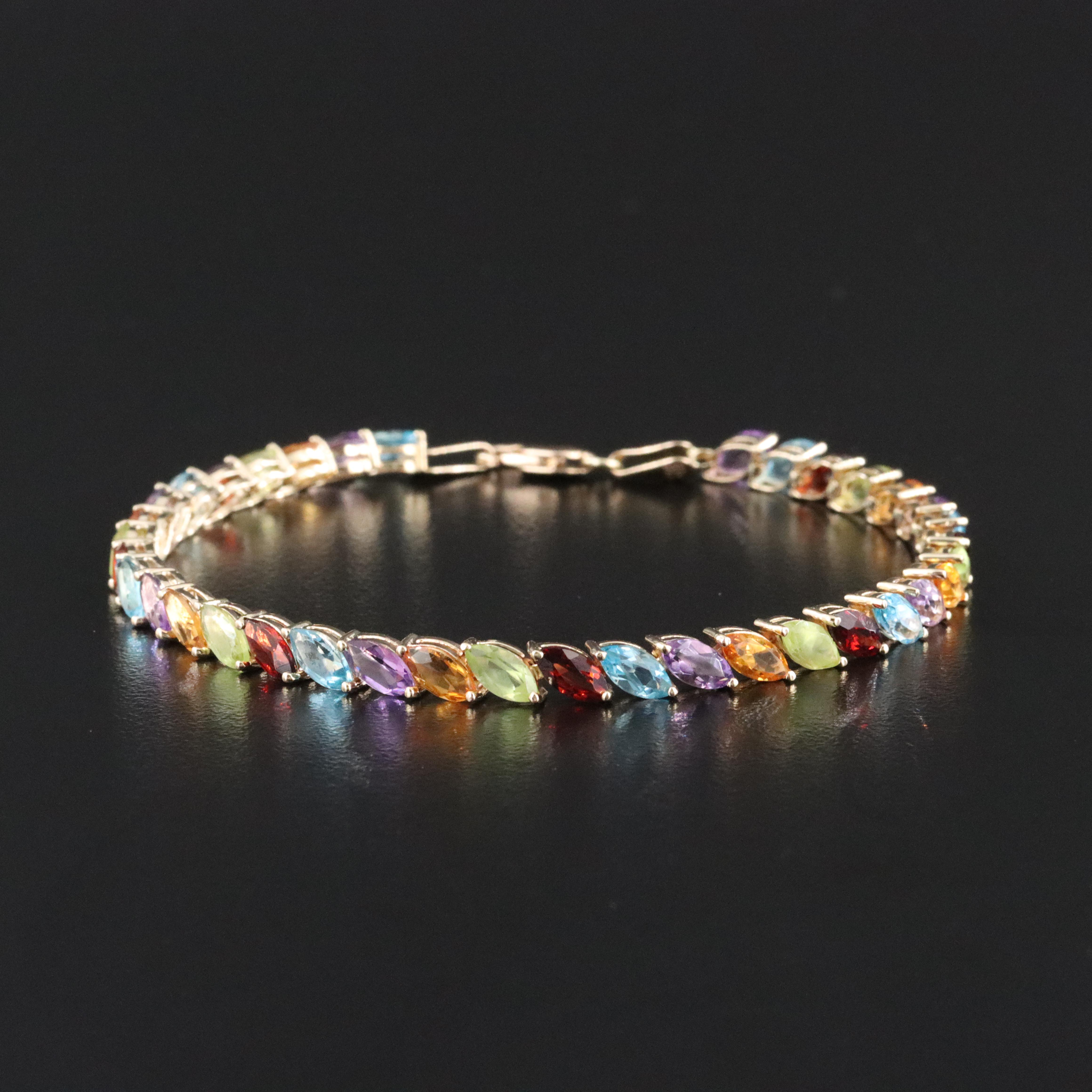 14K Gemstone Line Bracelet
