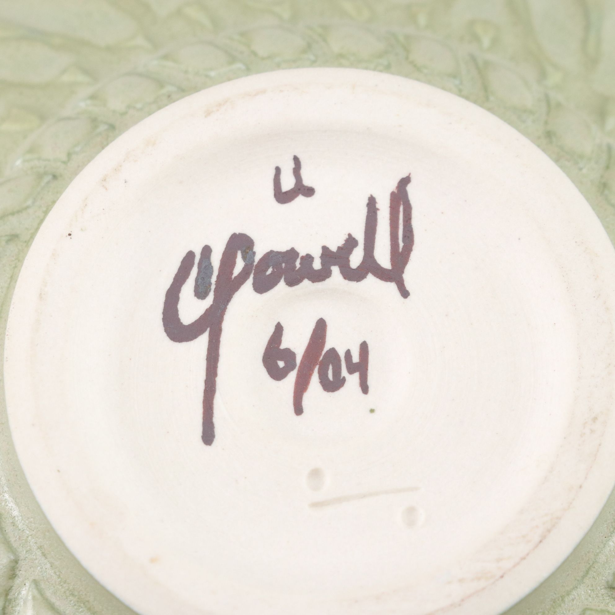 Pisgah Forest 1941 Turquoise Drip Pottery Vase With C. Powell Sage Swirl Vase