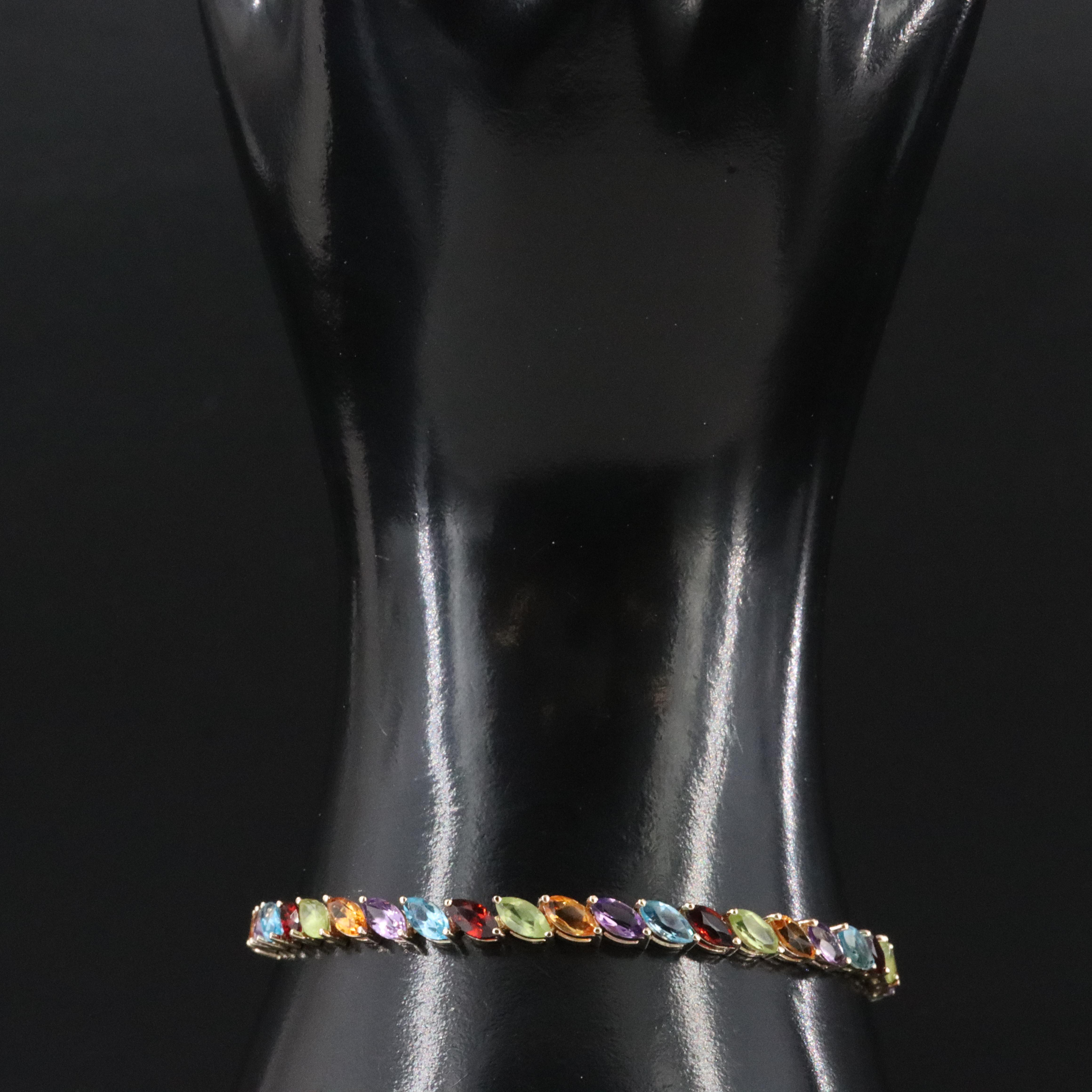 14K Gemstone Line Bracelet