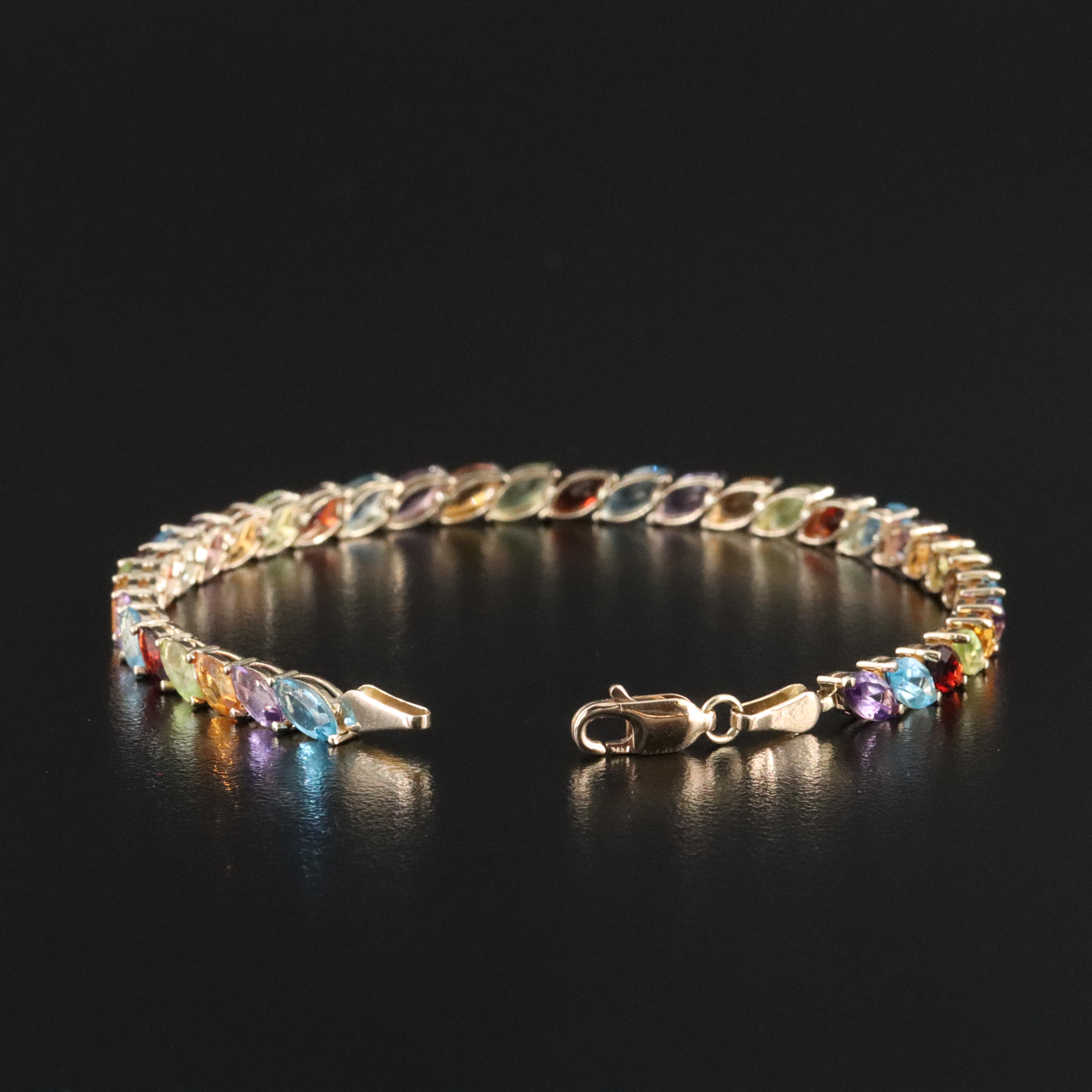 14K Gemstone Line Bracelet