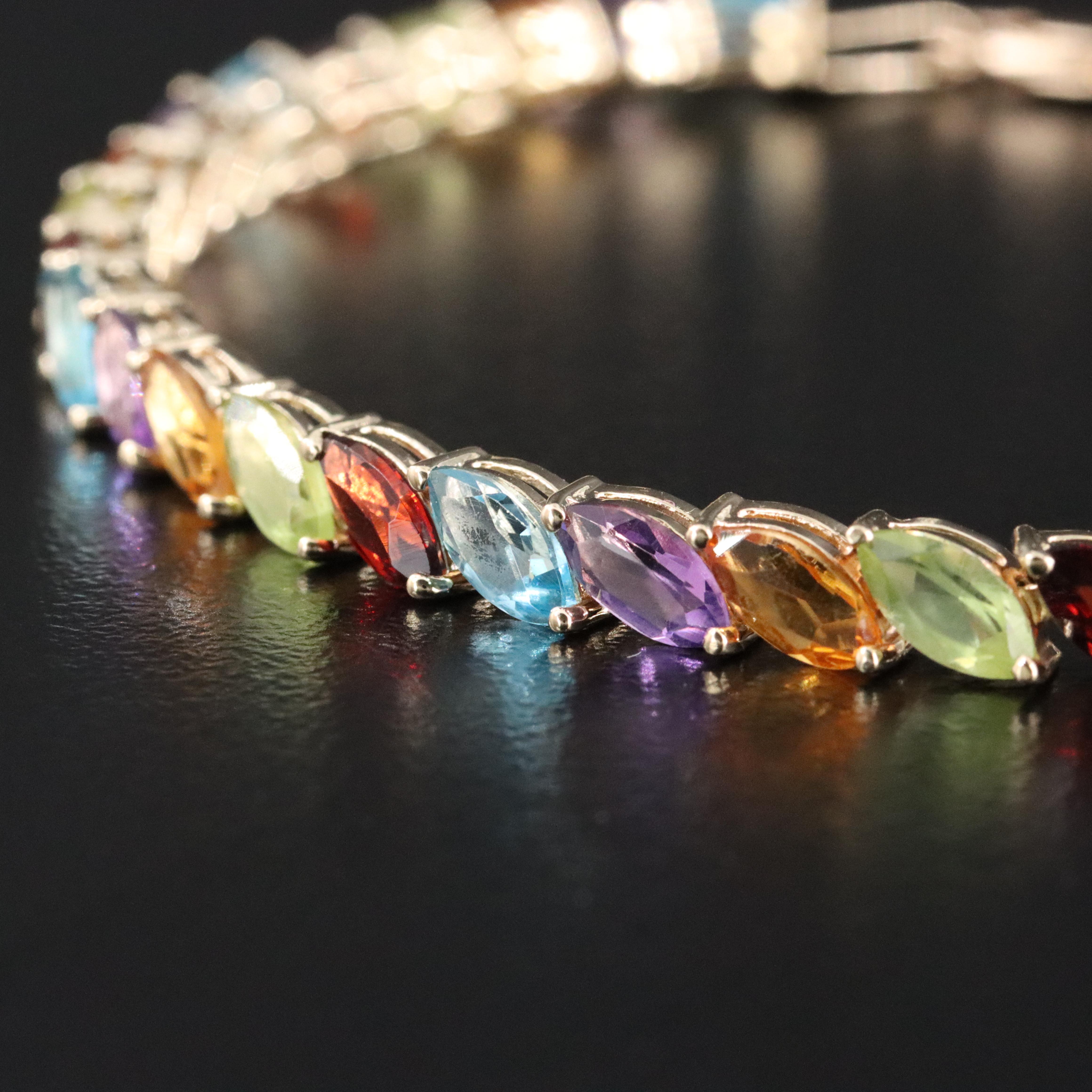 14K Gemstone Line Bracelet
