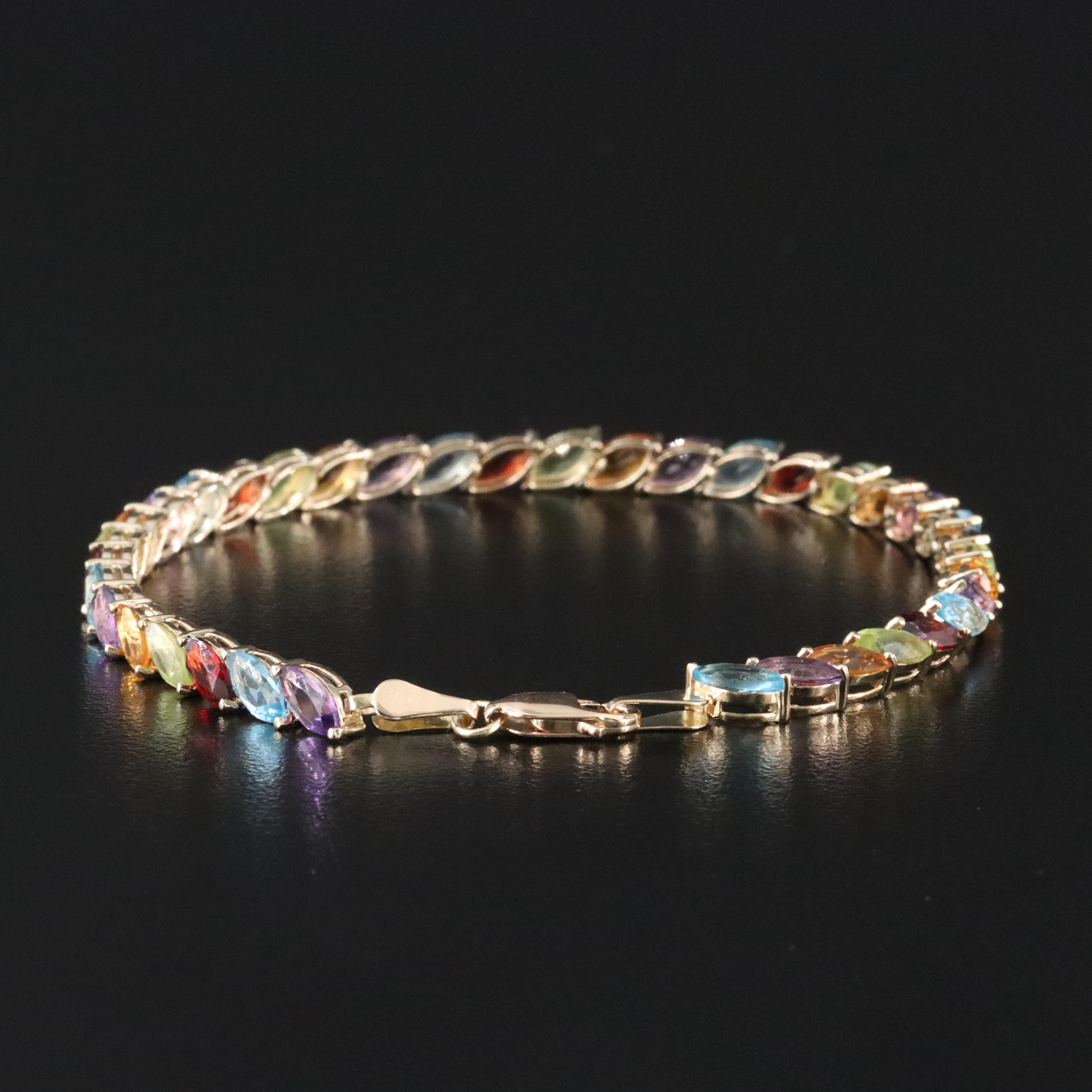 14K Gemstone Line Bracelet