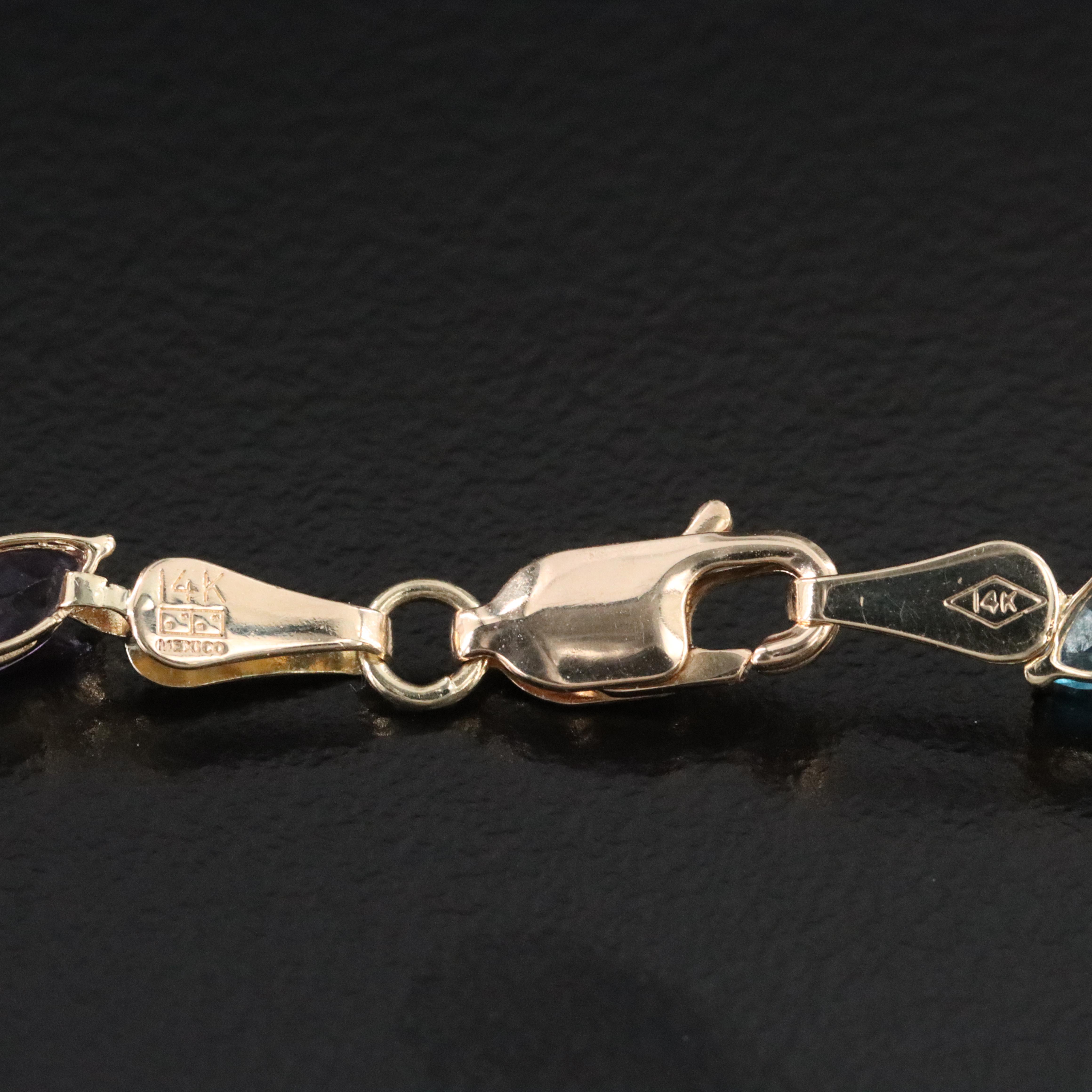 14K Gemstone Line Bracelet