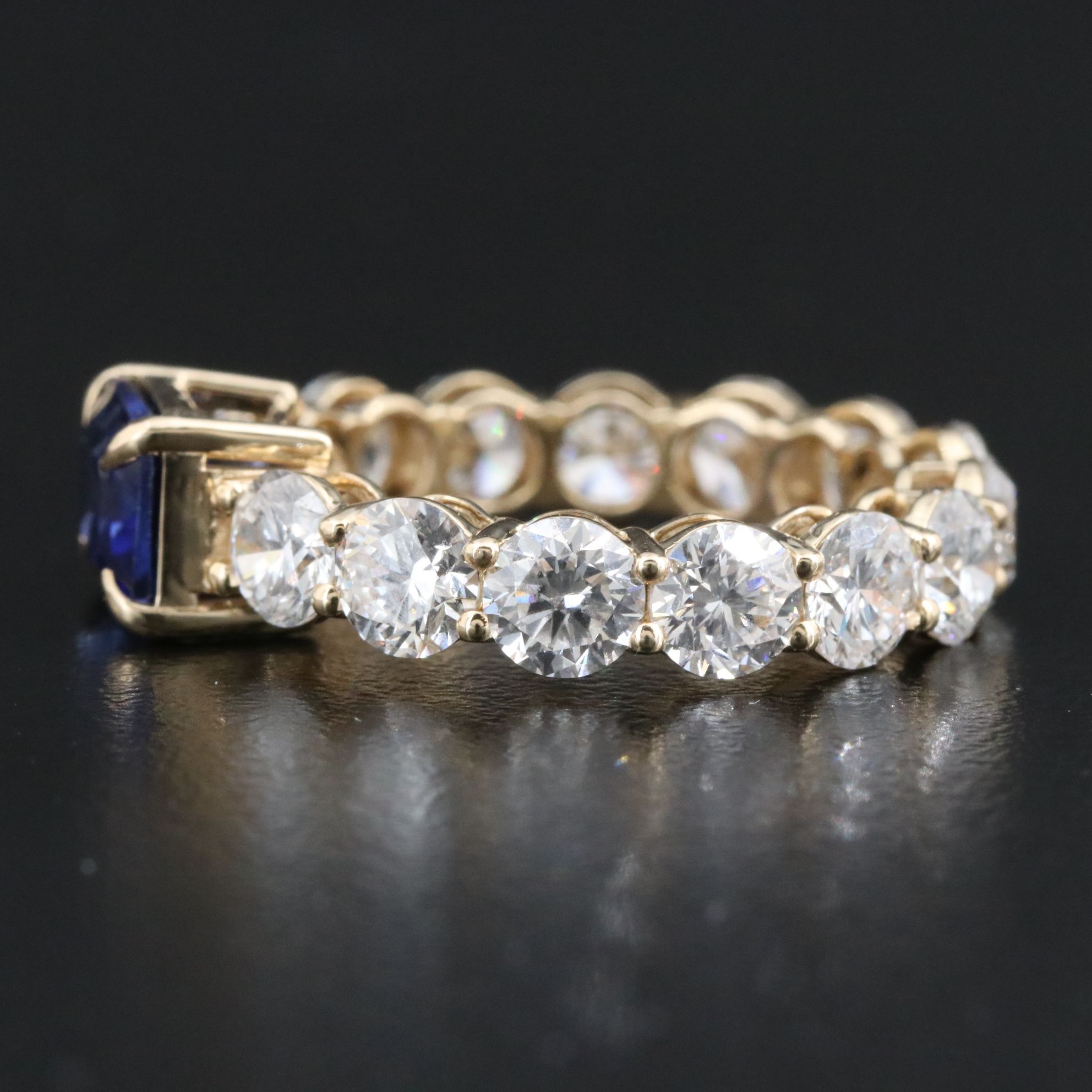 14K 2.08 CT Sapphire and 4.22 CTW Lab Grown Diamond Eternity Ring