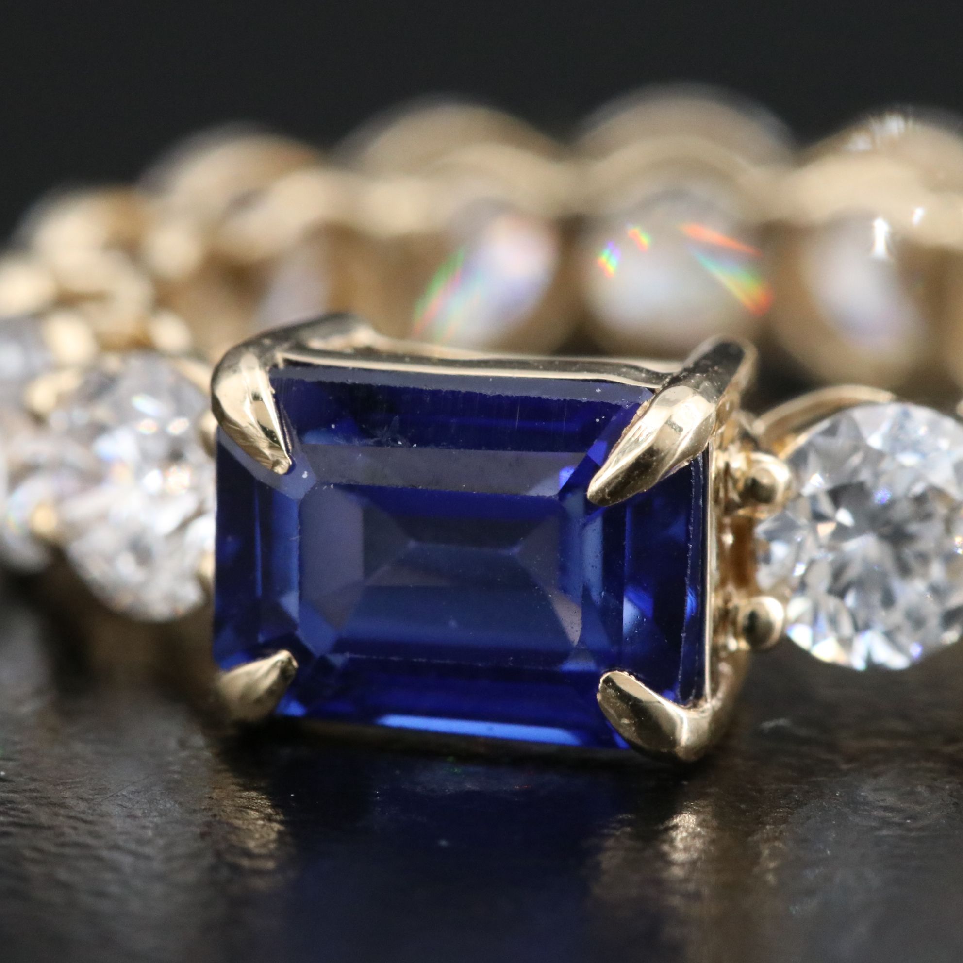 14K 2.08 CT Sapphire and 4.22 CTW Lab Grown Diamond Eternity Ring