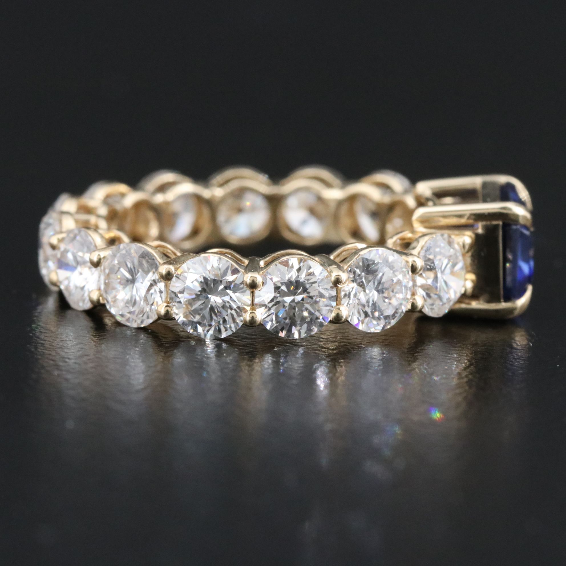 14K 2.08 CT Sapphire and 4.22 CTW Lab Grown Diamond Eternity Ring