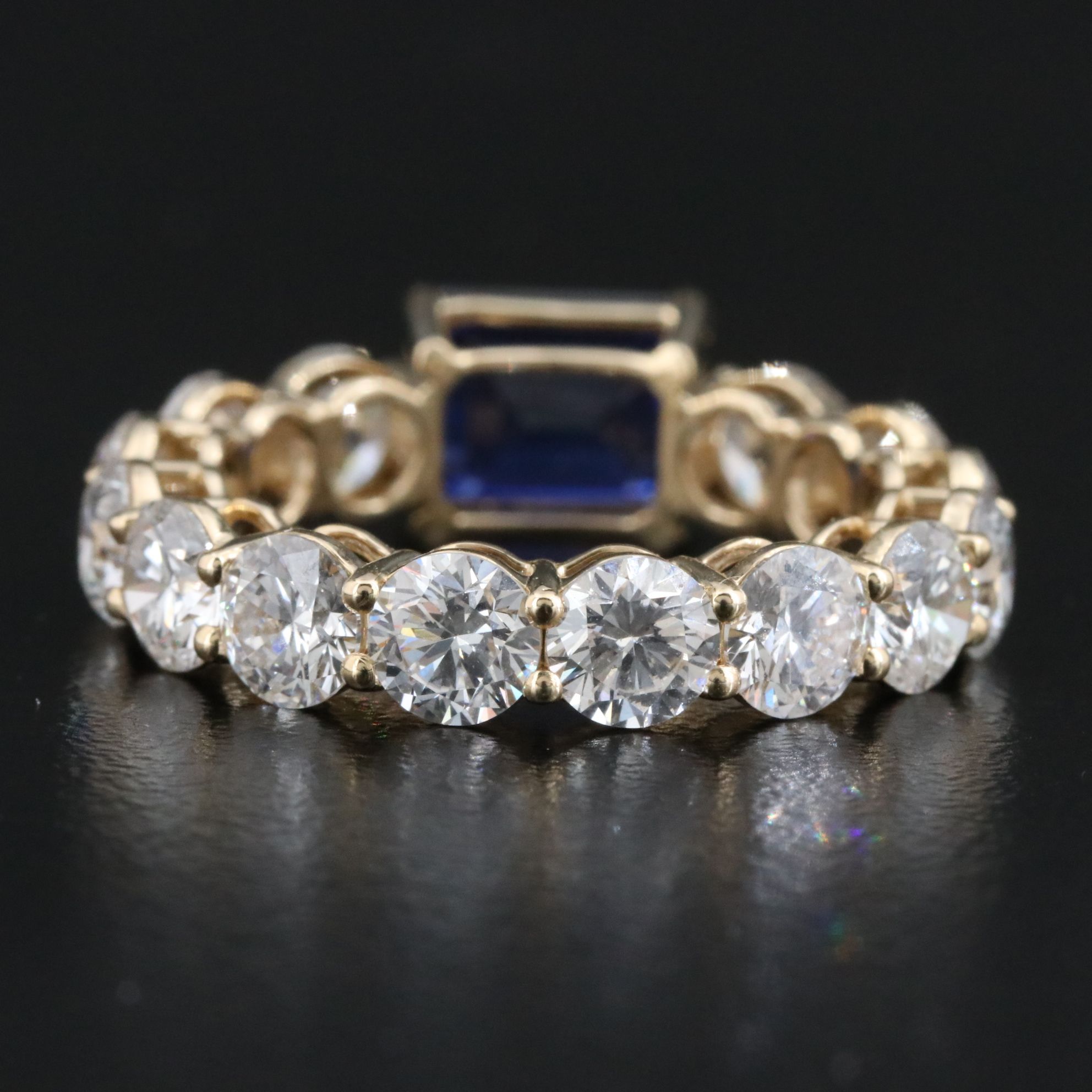 14K 2.08 CT Sapphire and 4.22 CTW Lab Grown Diamond Eternity Ring
