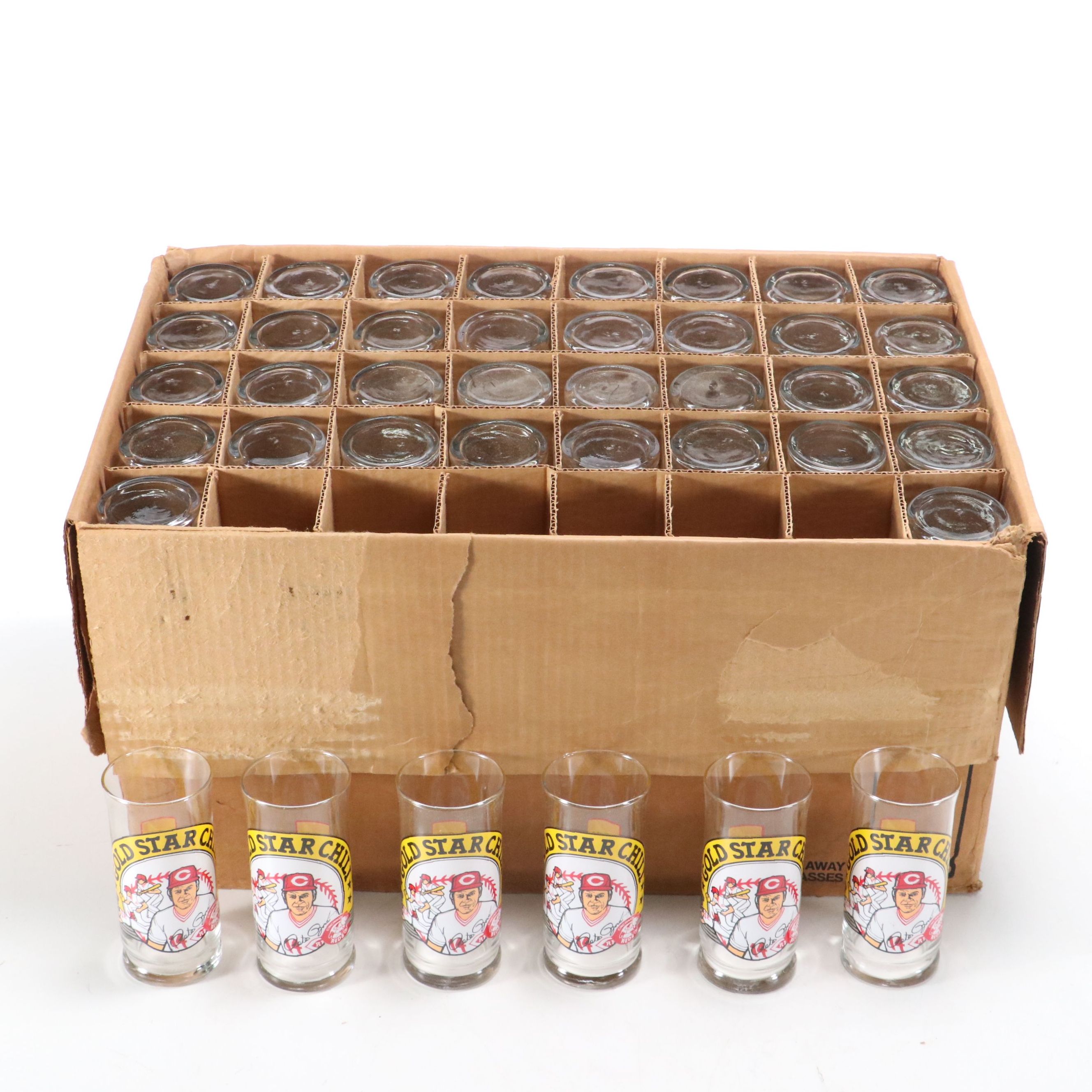 Libbey Glass Gold Star Chili Cincinnati Reds Pete Rose Commemorative Tumblers