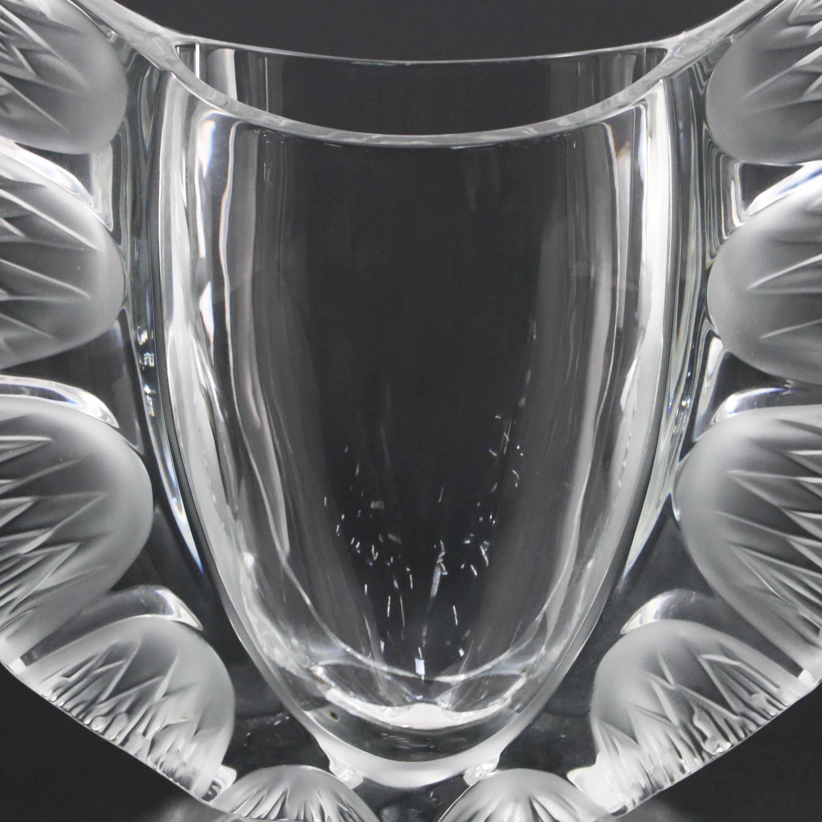 Lalique "Chardons" Frosted and Clear Crystal Winged Thistle Vase, 2005