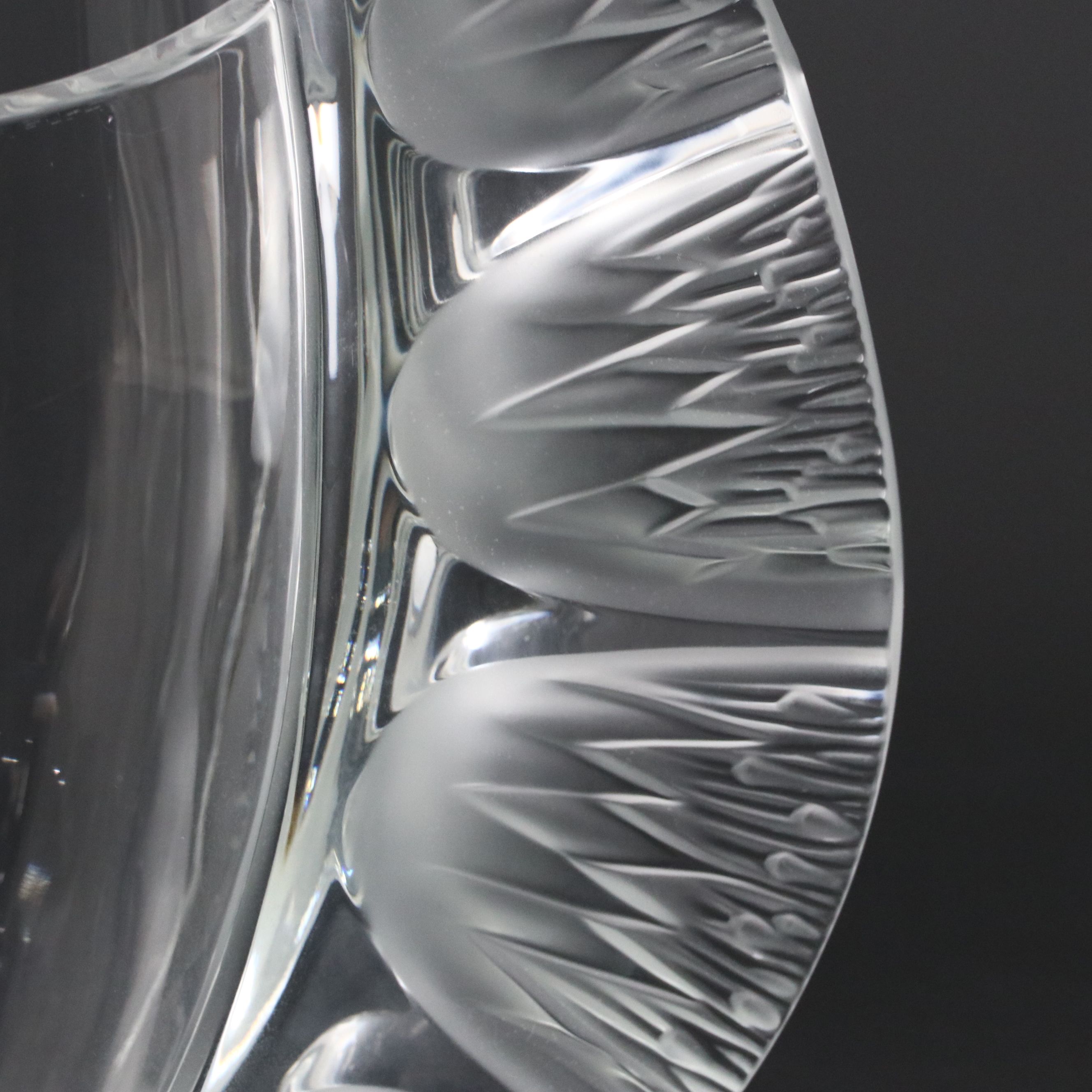 Lalique "Chardons" Frosted and Clear Crystal Winged Thistle Vase, 2005