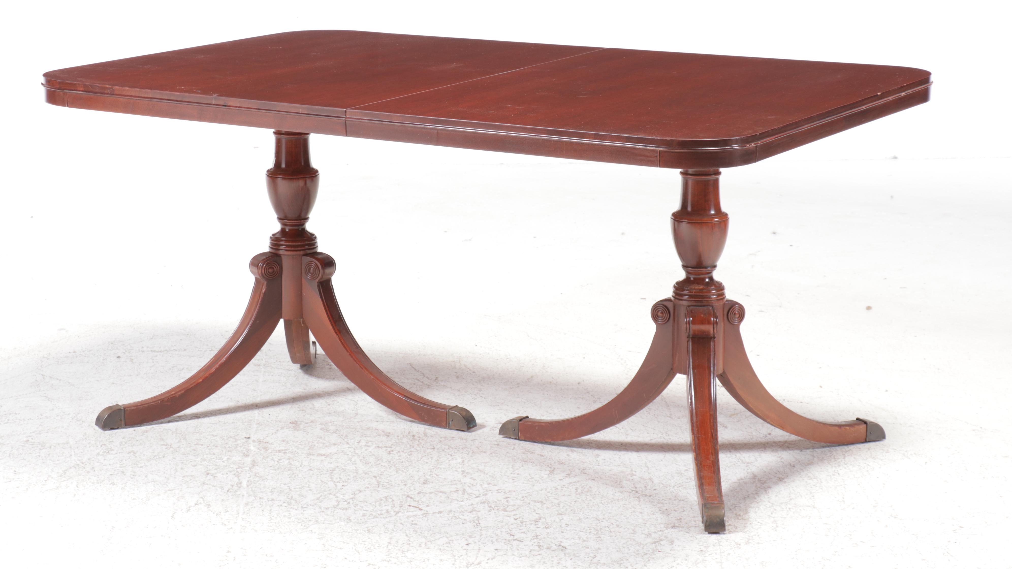 Drexel "New Travis Court" Mahogany Dining Table with Chippendale Style Chairs