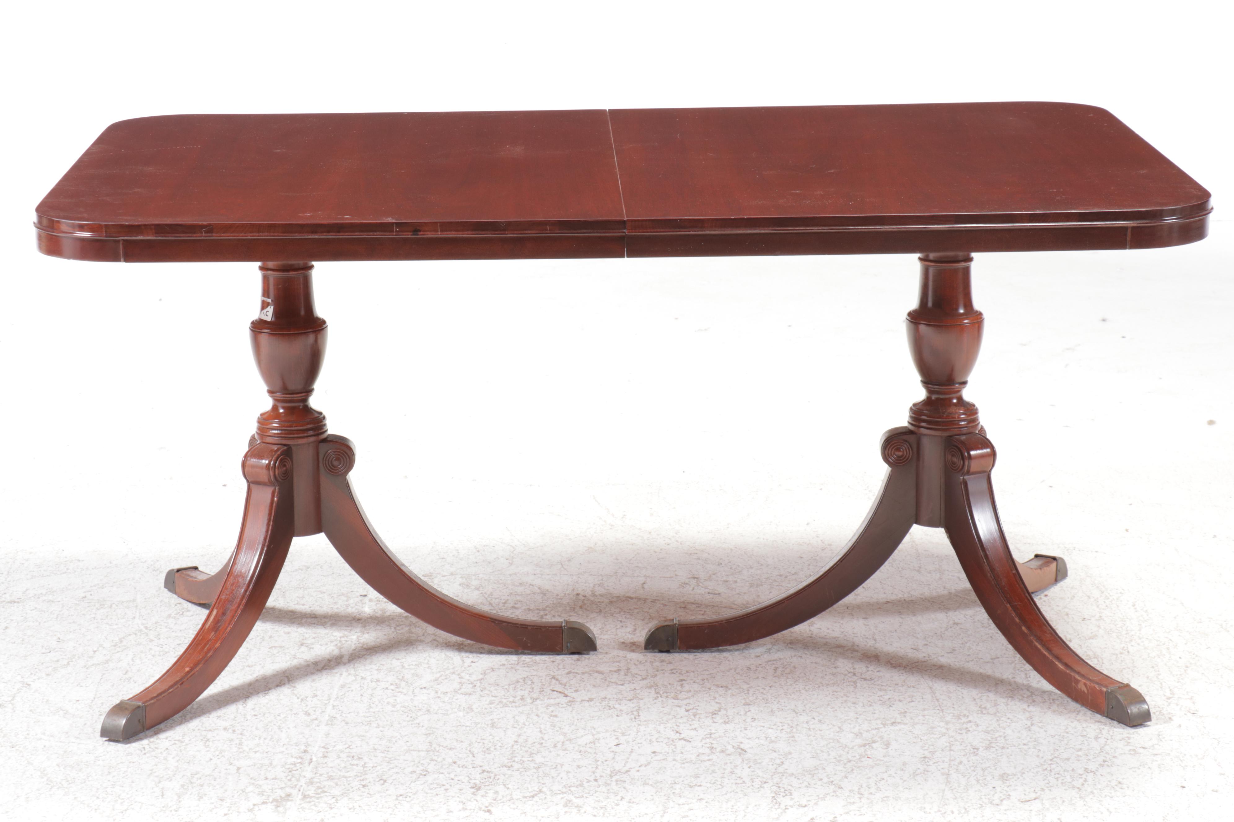 Drexel "New Travis Court" Mahogany Dining Table with Chippendale Style Chairs