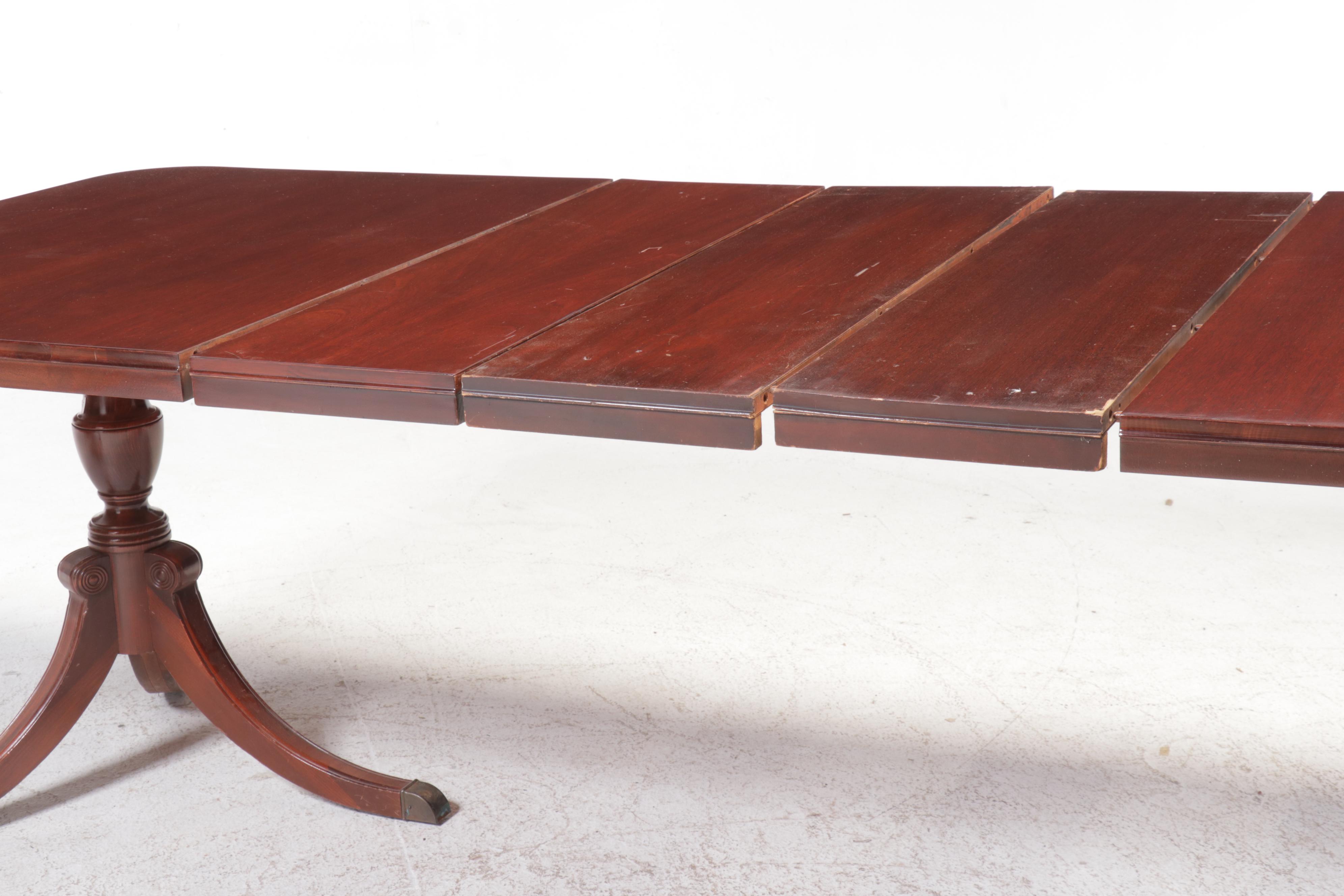 Drexel "New Travis Court" Mahogany Dining Table with Chippendale Style Chairs