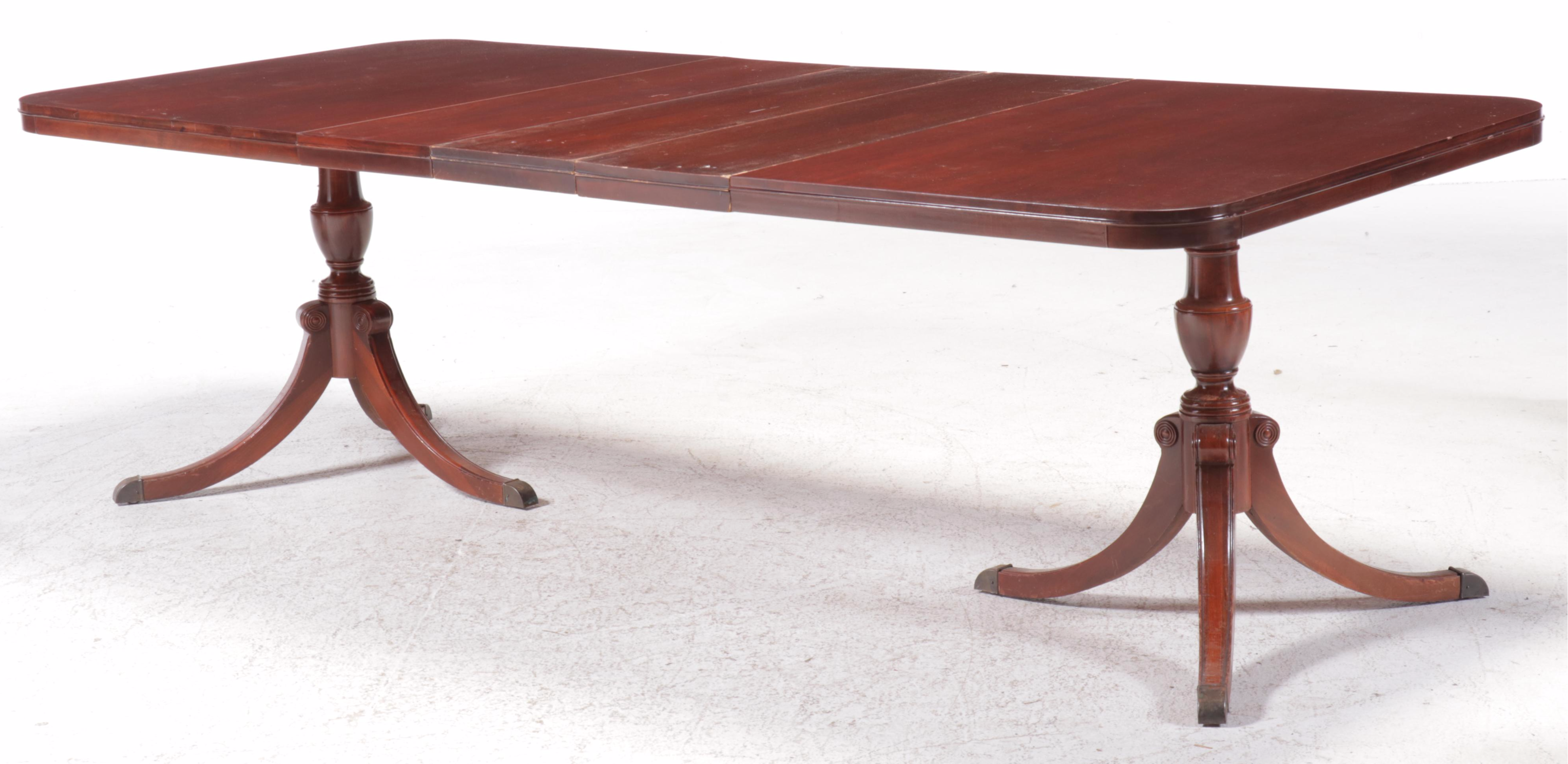 Drexel "New Travis Court" Mahogany Dining Table with Chippendale Style Chairs