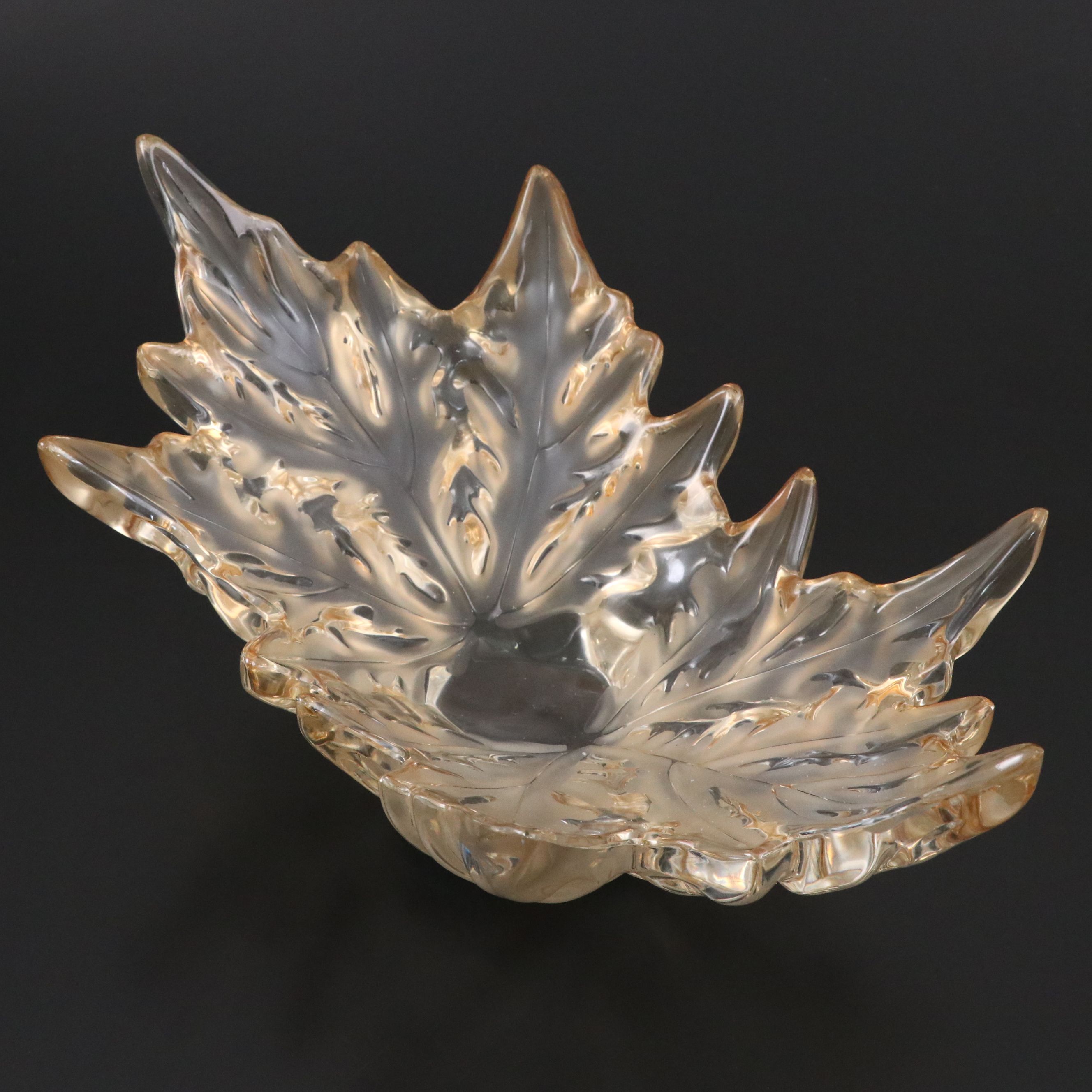Lalique "Champs-Élysées" Gold Luster Frosted Crystal Bowl