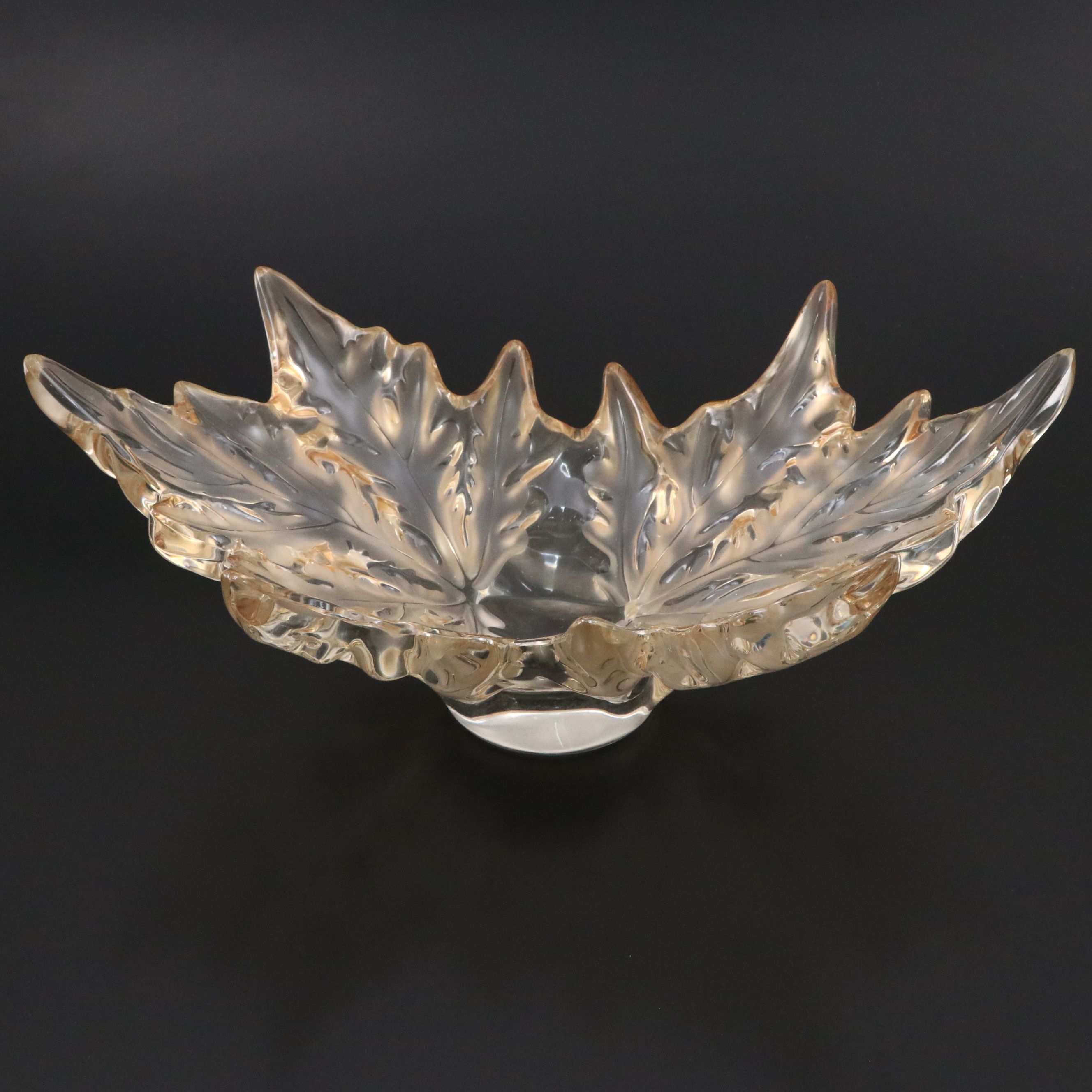 Lalique "Champs-Élysées" Gold Luster Frosted Crystal Bowl