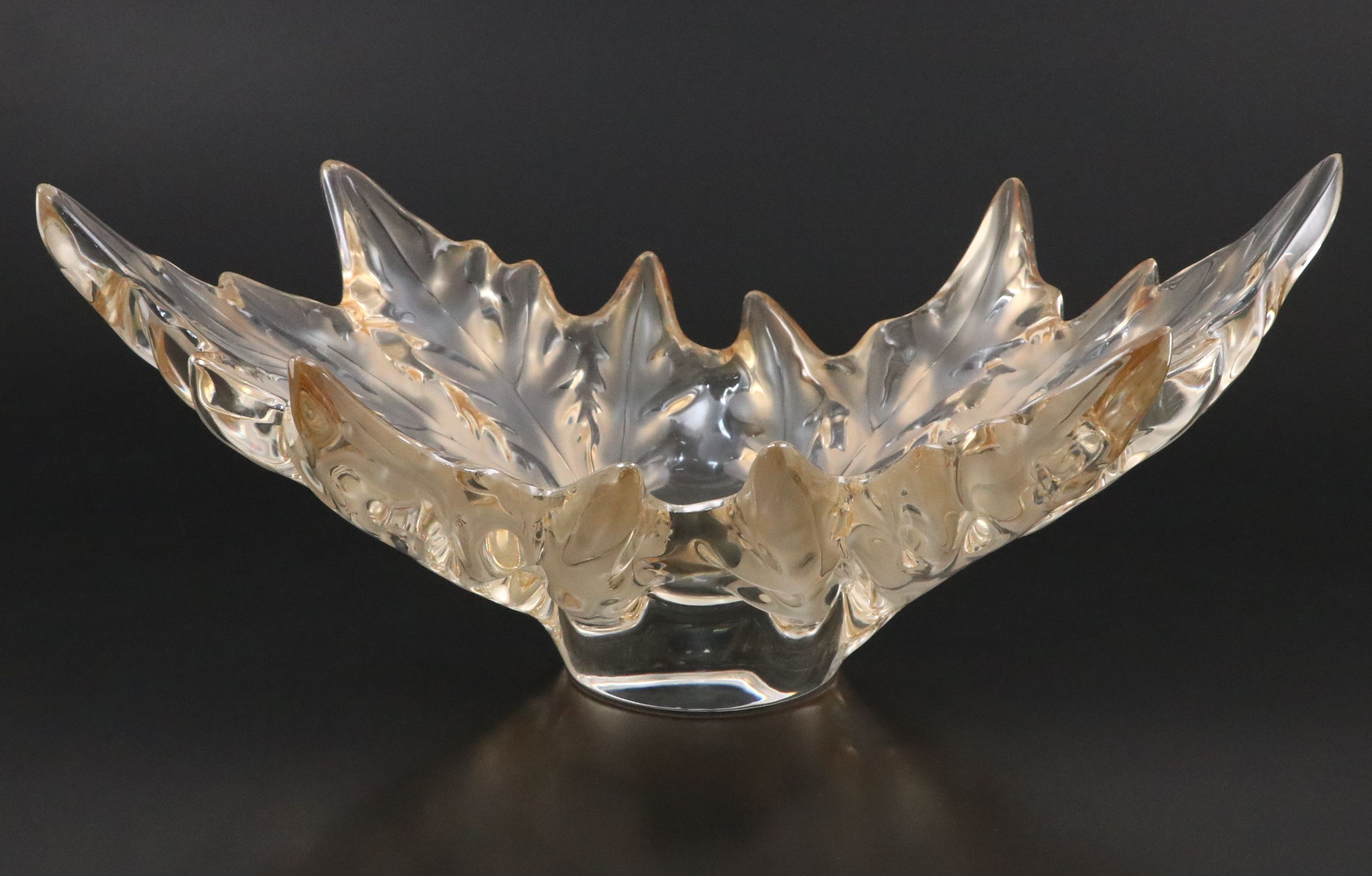 Lalique "Champs-Élysées" Gold Luster Frosted Crystal Bowl