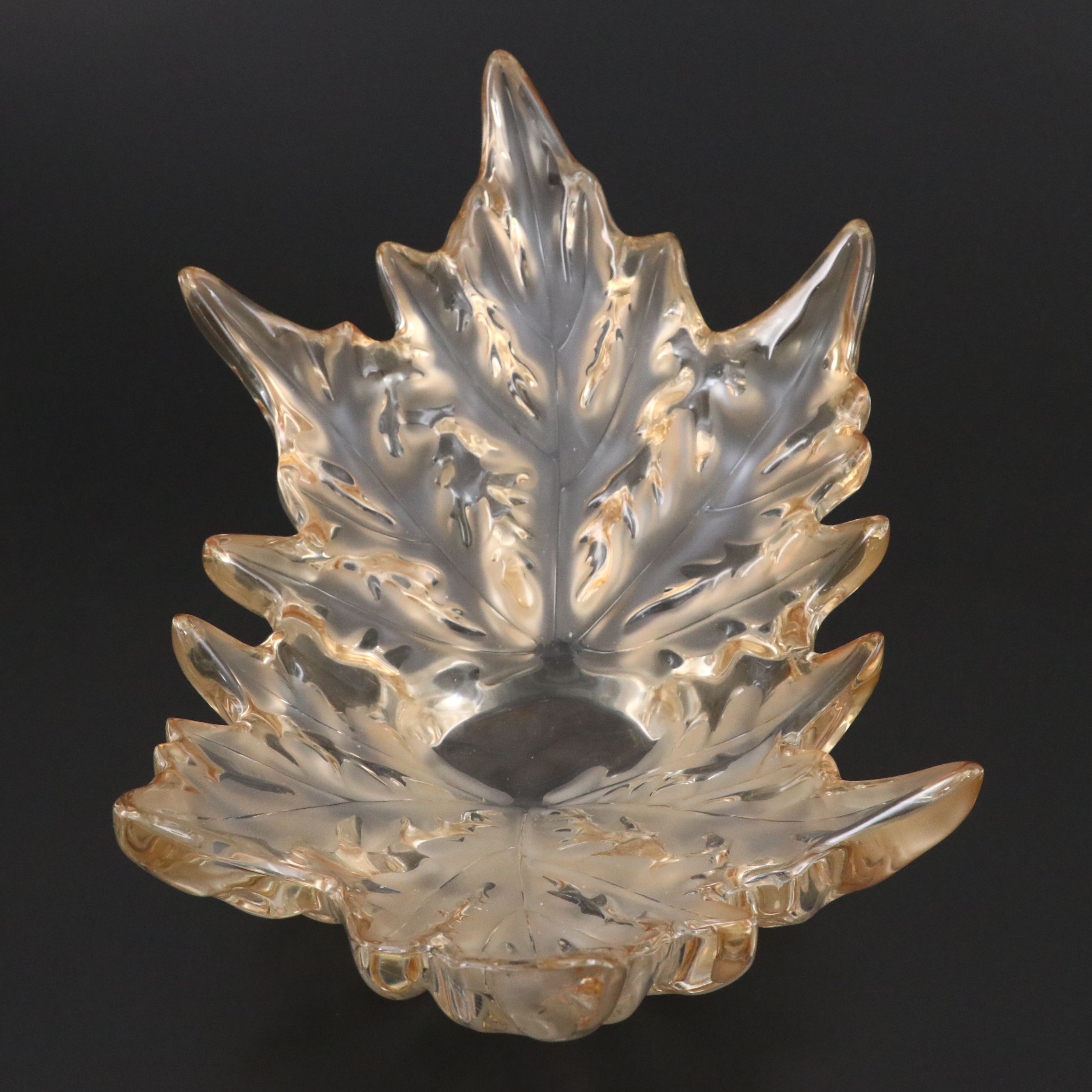 Lalique "Champs-Élysées" Gold Luster Frosted Crystal Bowl