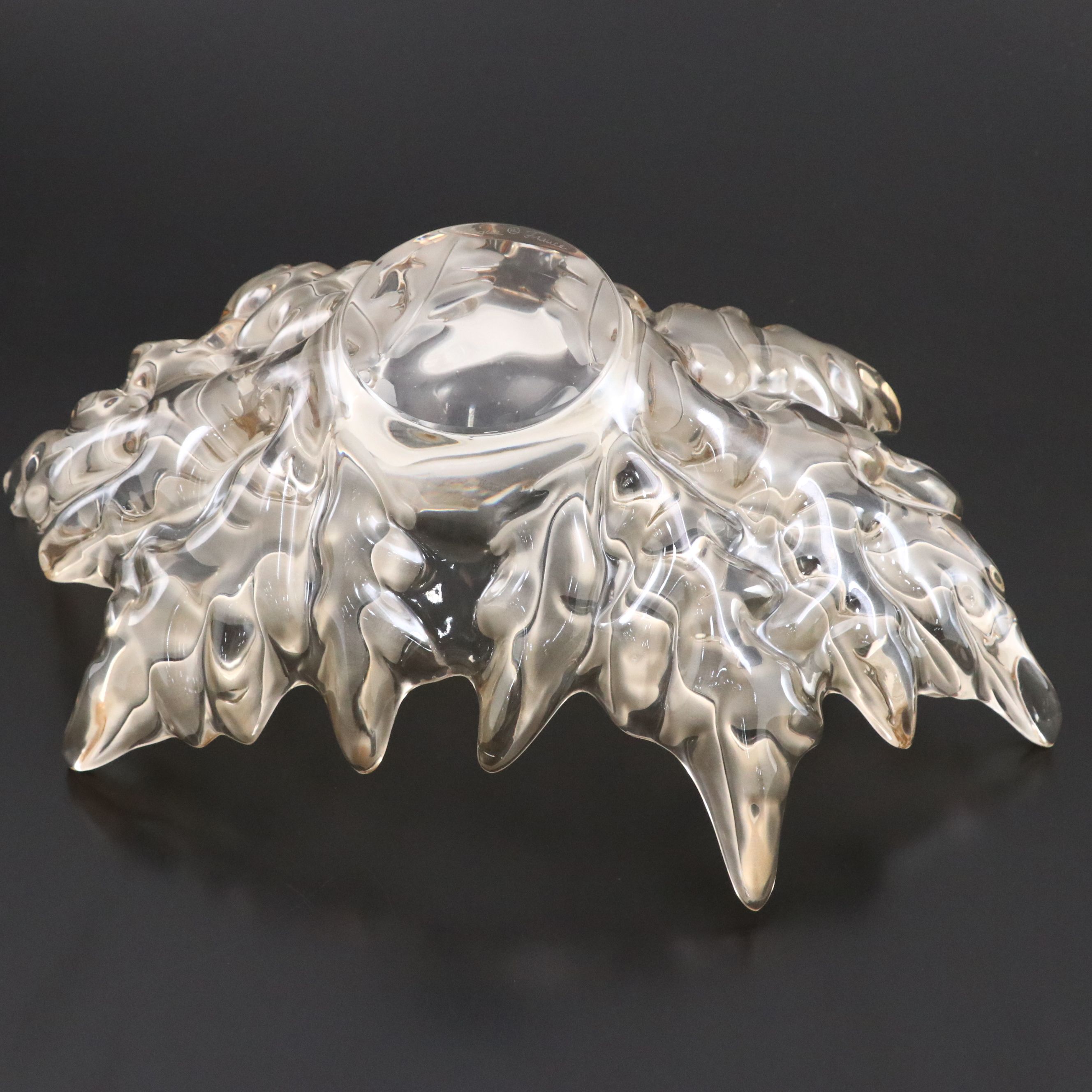 Lalique "Champs-Élysées" Gold Luster Frosted Crystal Bowl