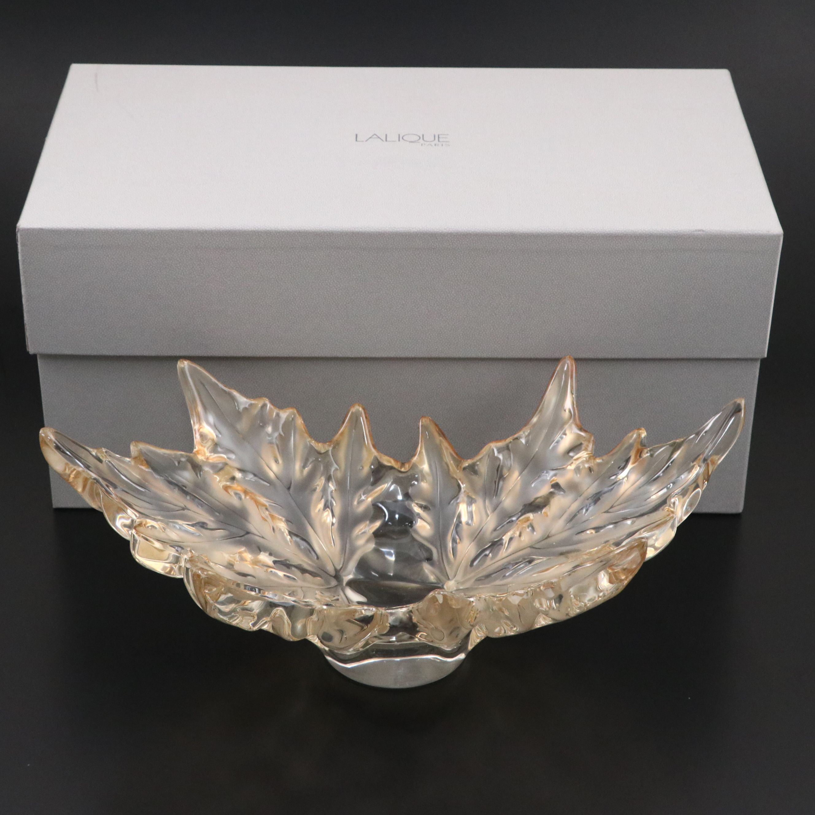 Lalique "Champs-Élysées" Gold Luster Frosted Crystal Bowl
