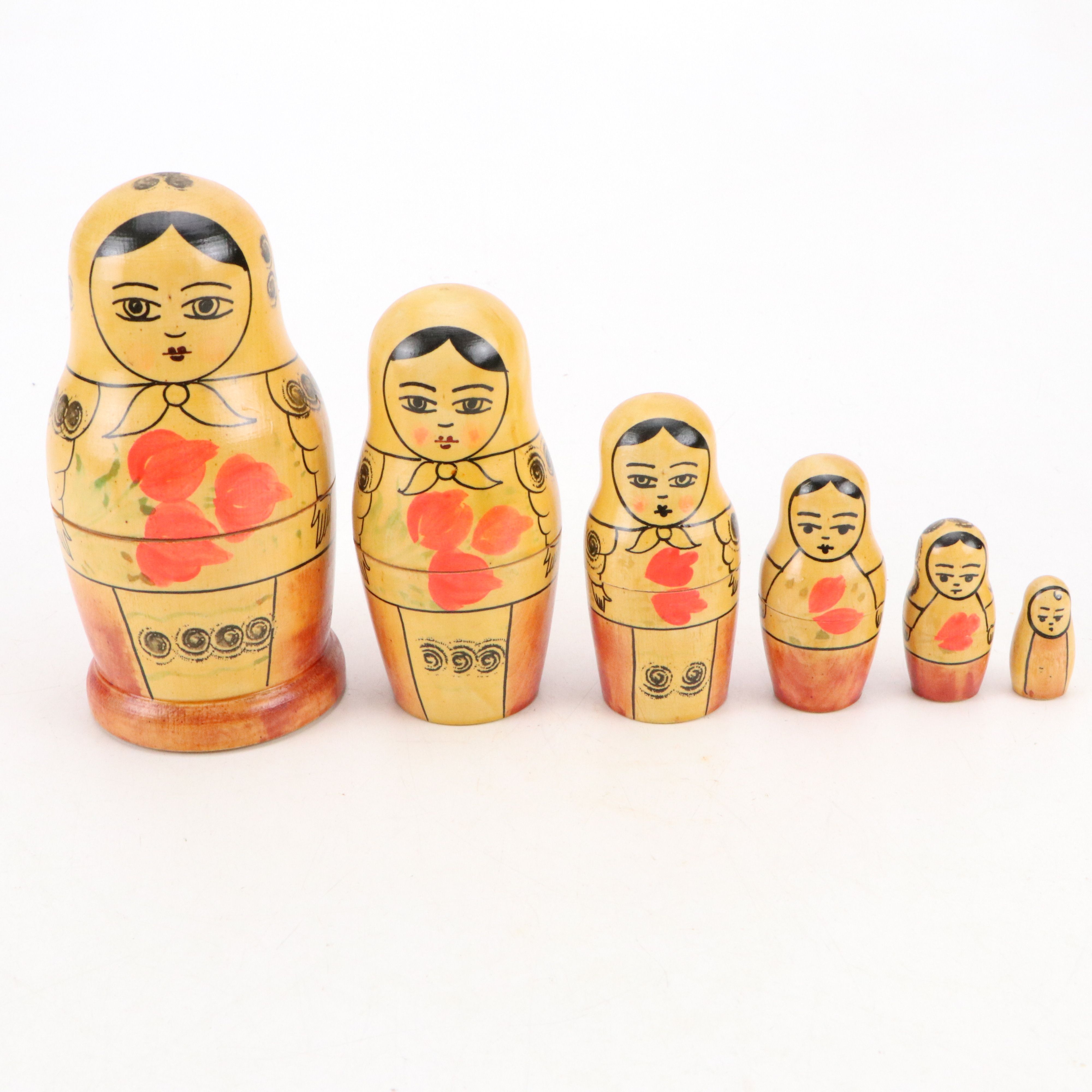 Russian Hand-Painted Wooden Matryoshka Dolls