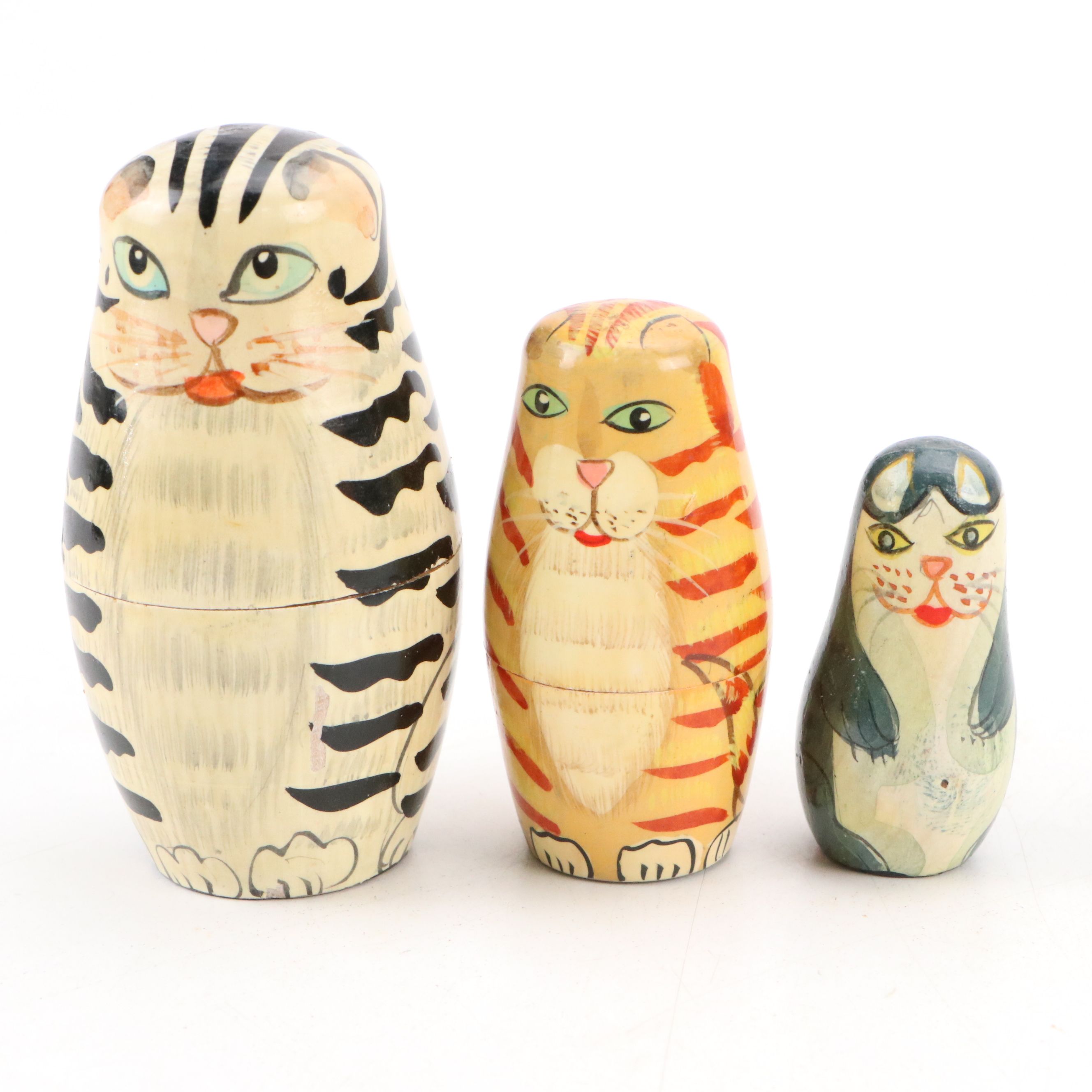 Russian Hand-Painted Wooden Matryoshka Dolls