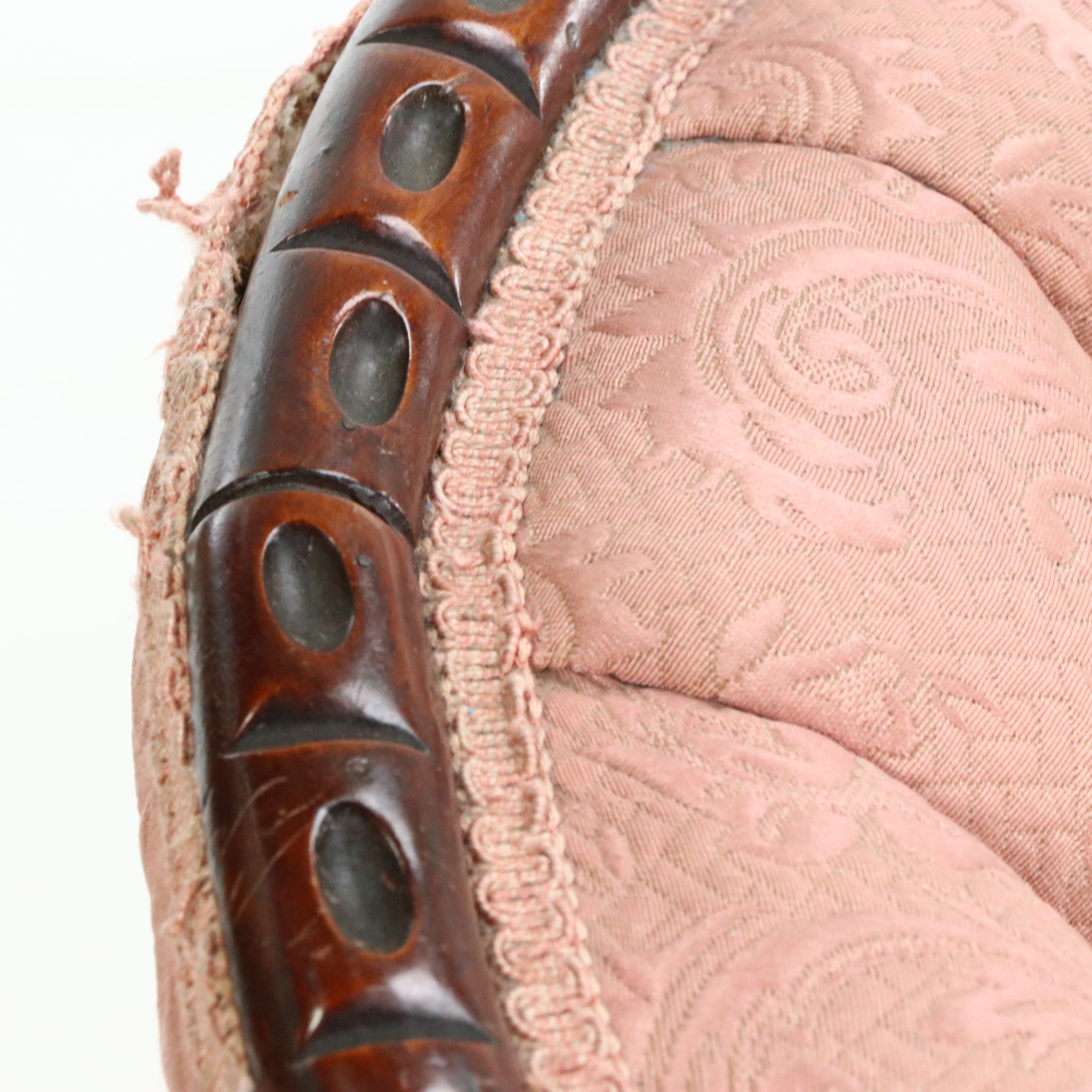 Victorian Brocade Upholstered Carved Mahogany Sofa, Late 19th Century