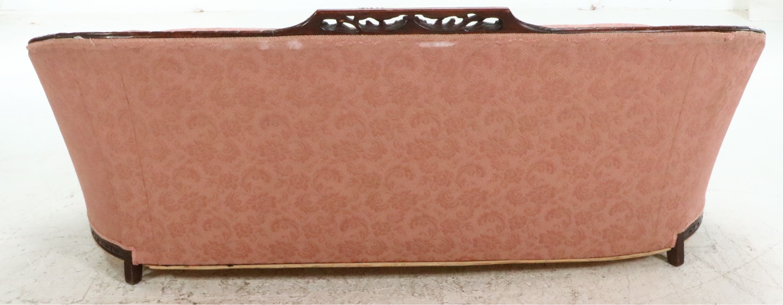 Victorian Brocade Upholstered Carved Mahogany Sofa, Late 19th Century