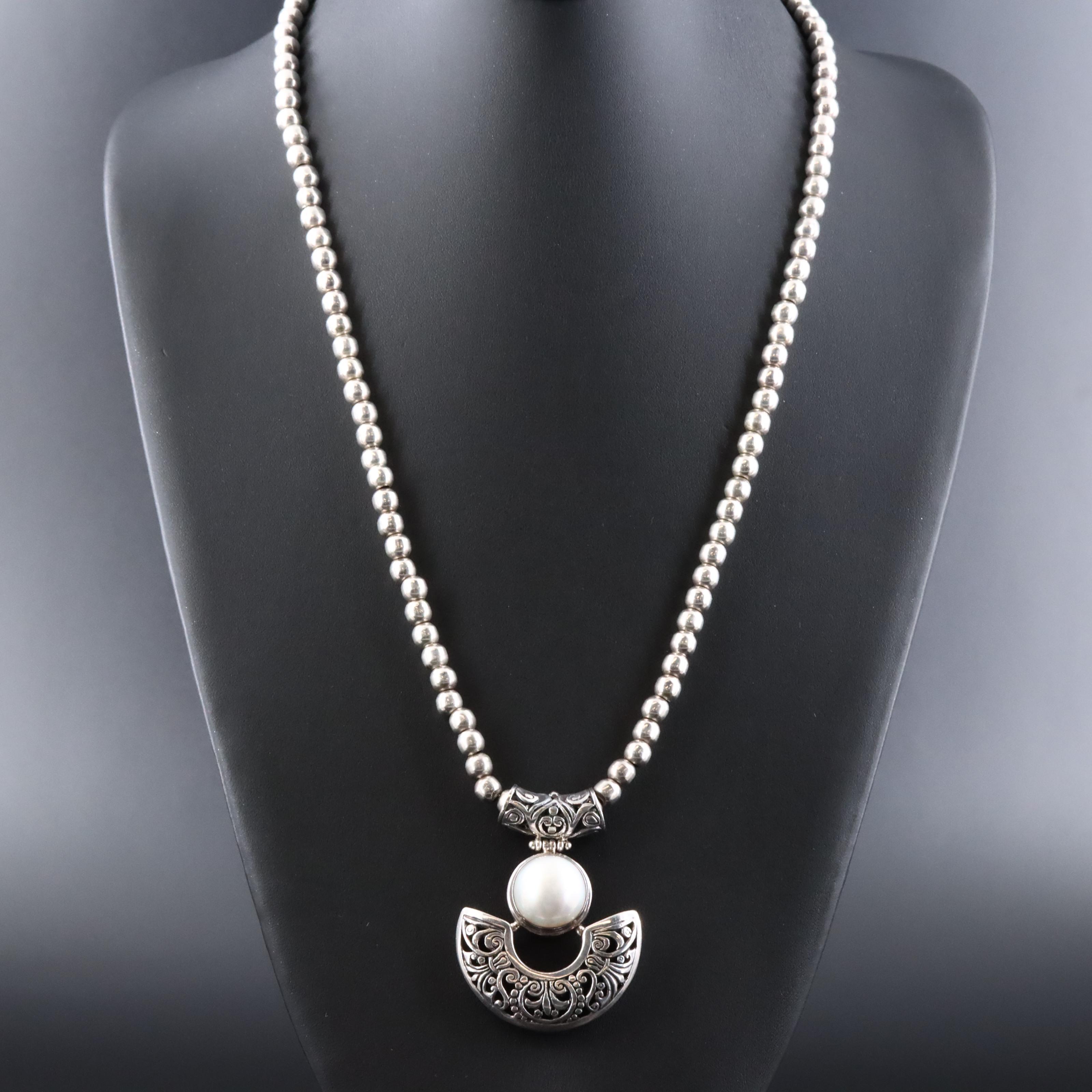 Sterling Mabé Pearl Necklace