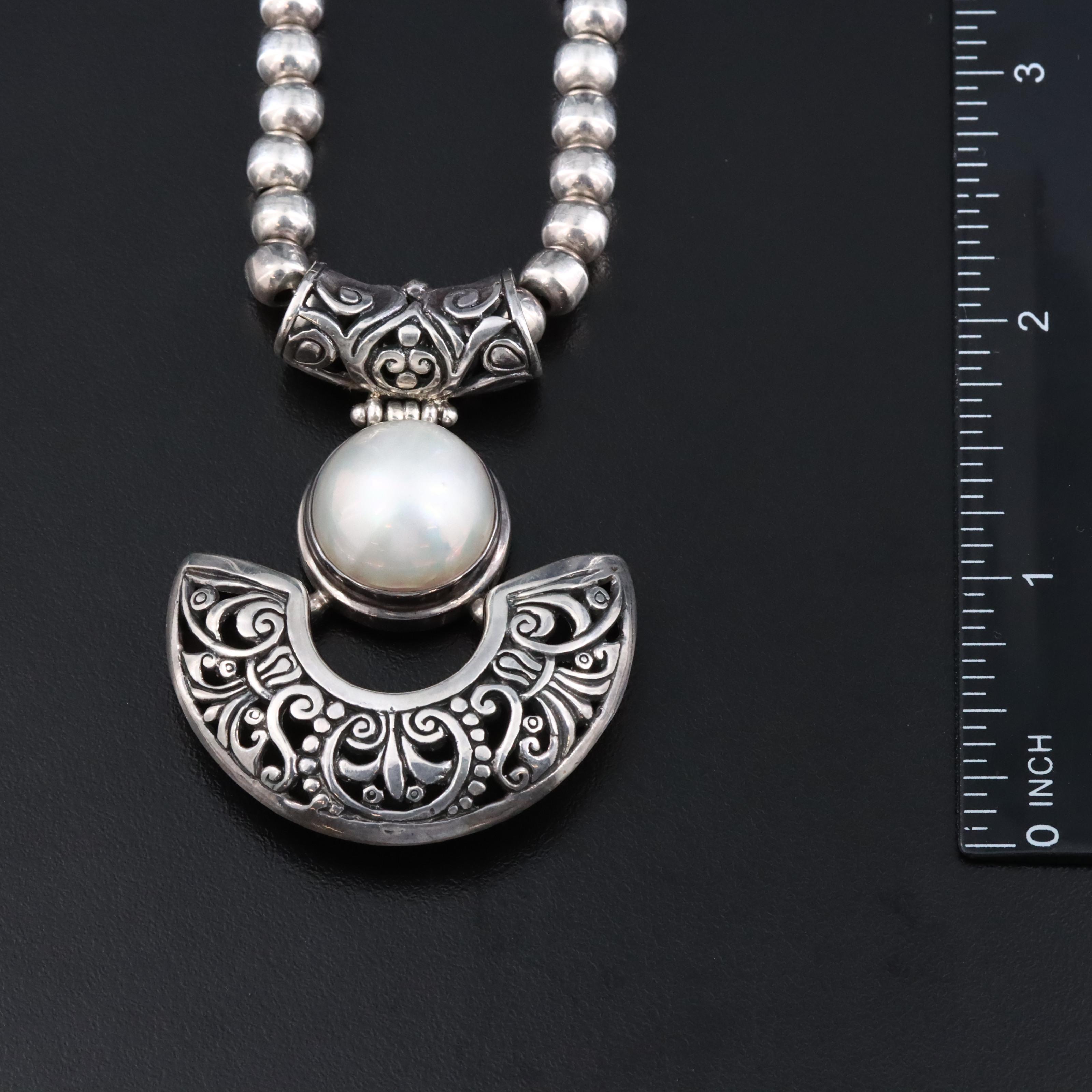 Sterling Mabé Pearl Necklace