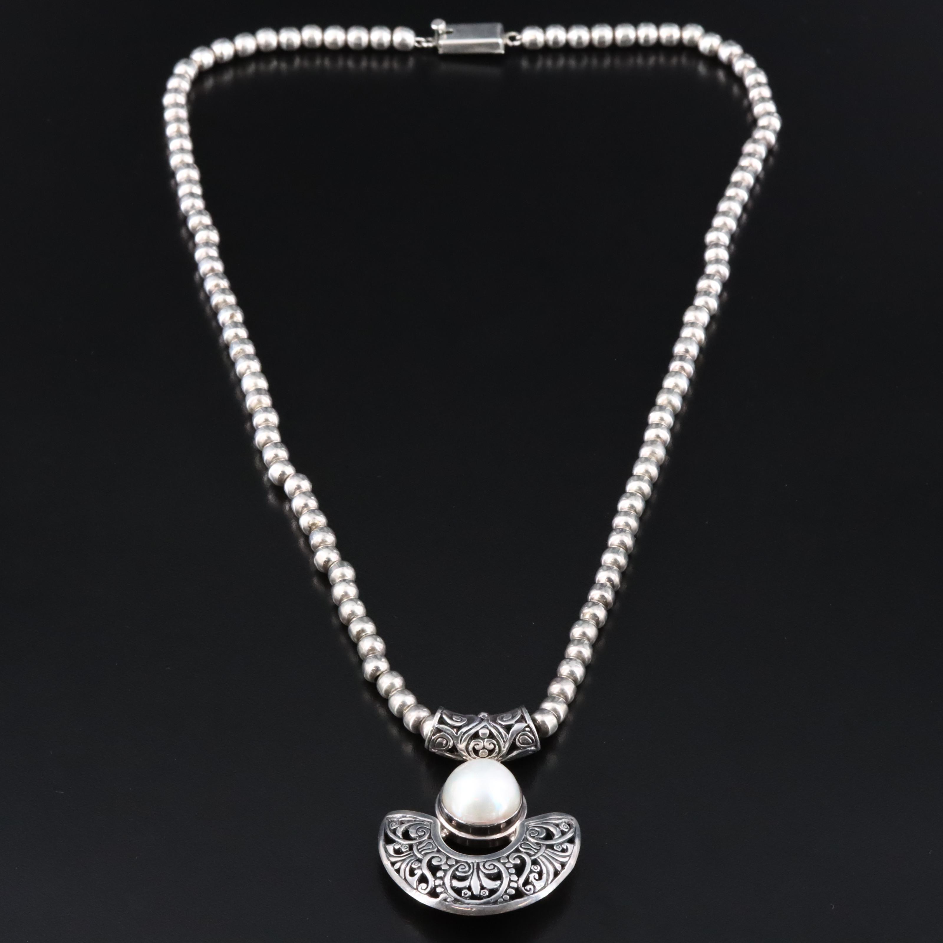 Sterling Mabé Pearl Necklace