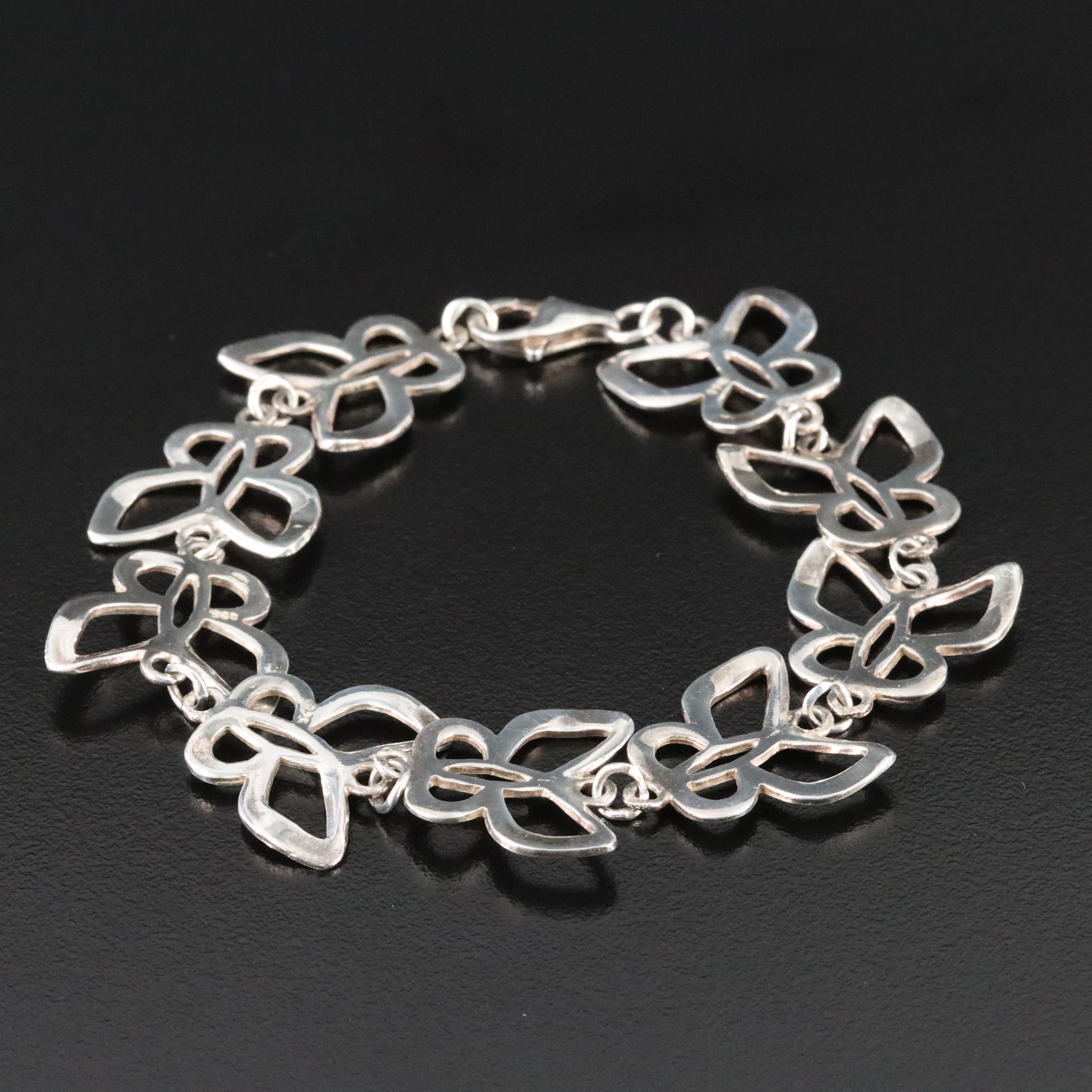 Sterling Butterfly Link Bracelet