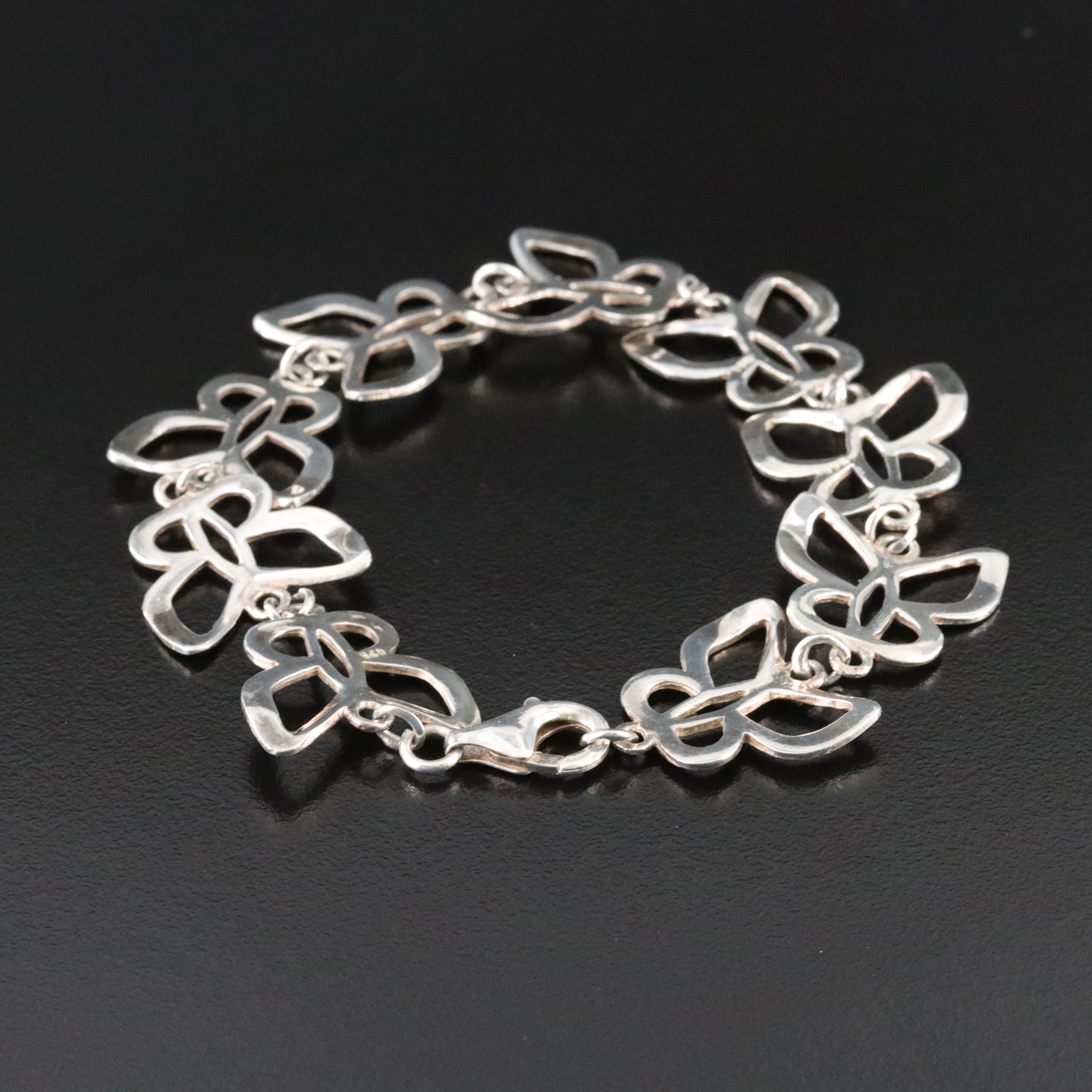 Sterling Butterfly Link Bracelet