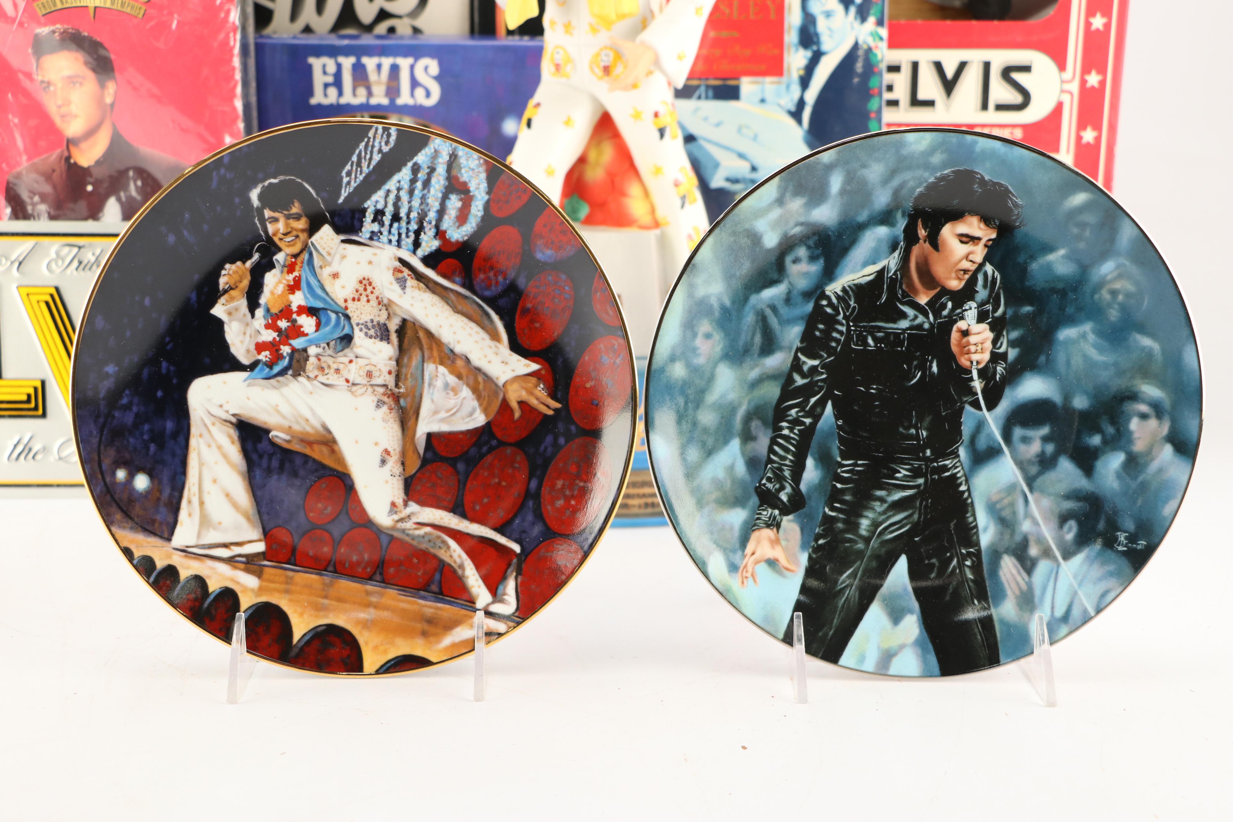 McCormick Elvis Presley Decanters with Collectors Plates and Other Décor
