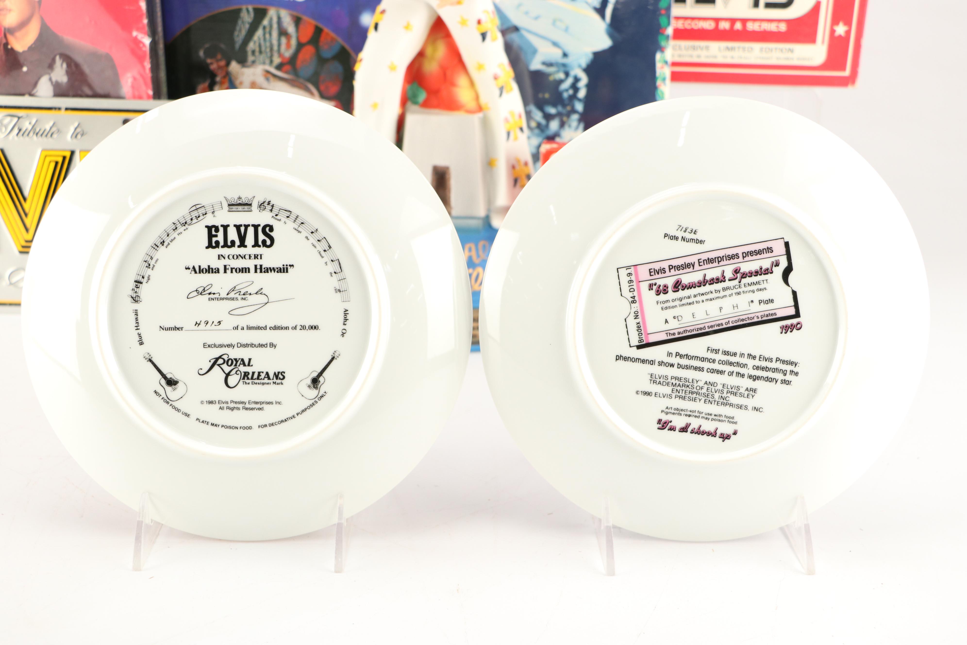 McCormick Elvis Presley Decanters with Collectors Plates and Other Décor