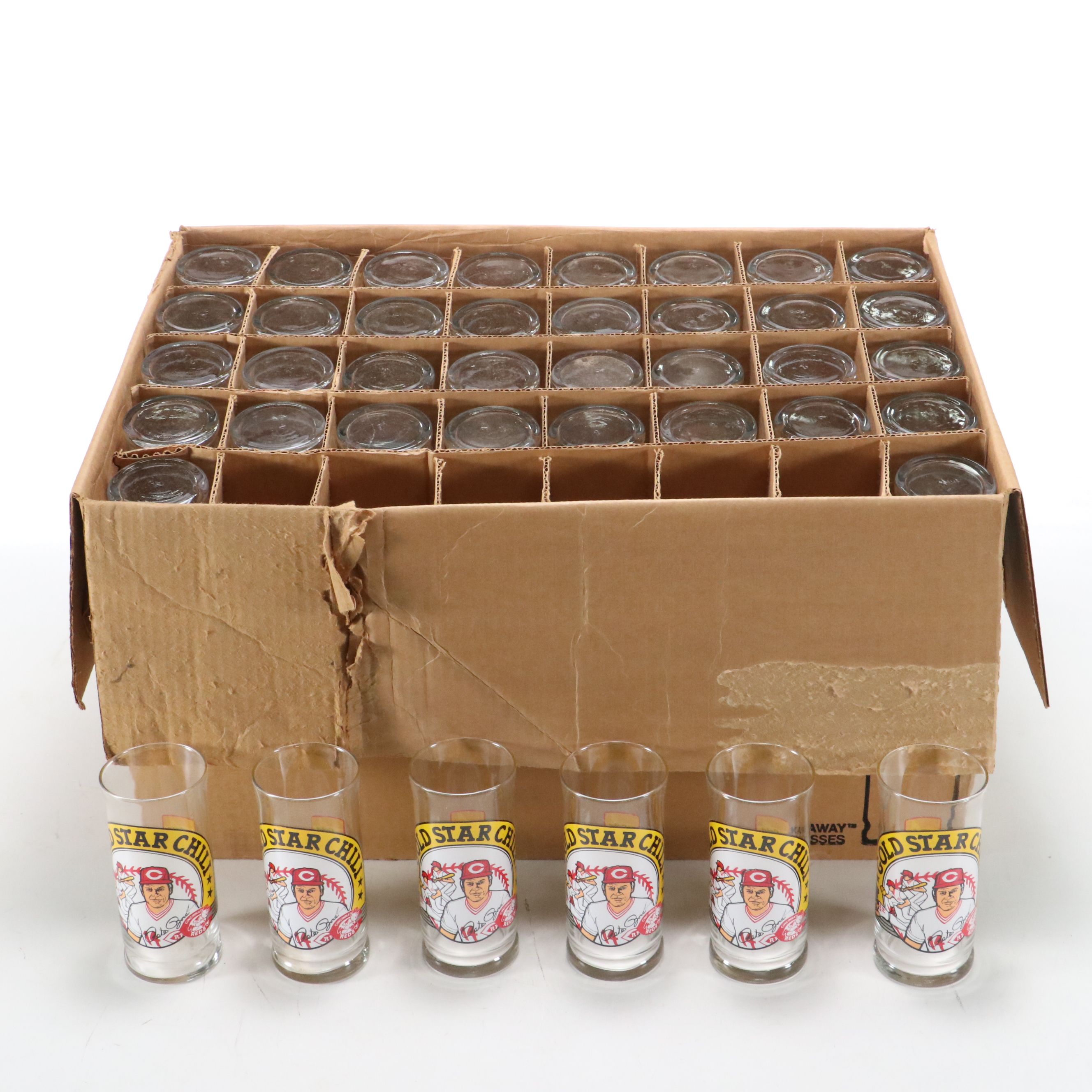 Libbey Glass Gold Star Chili Cincinnati Reds Pete Rose Commemorative Tumblers