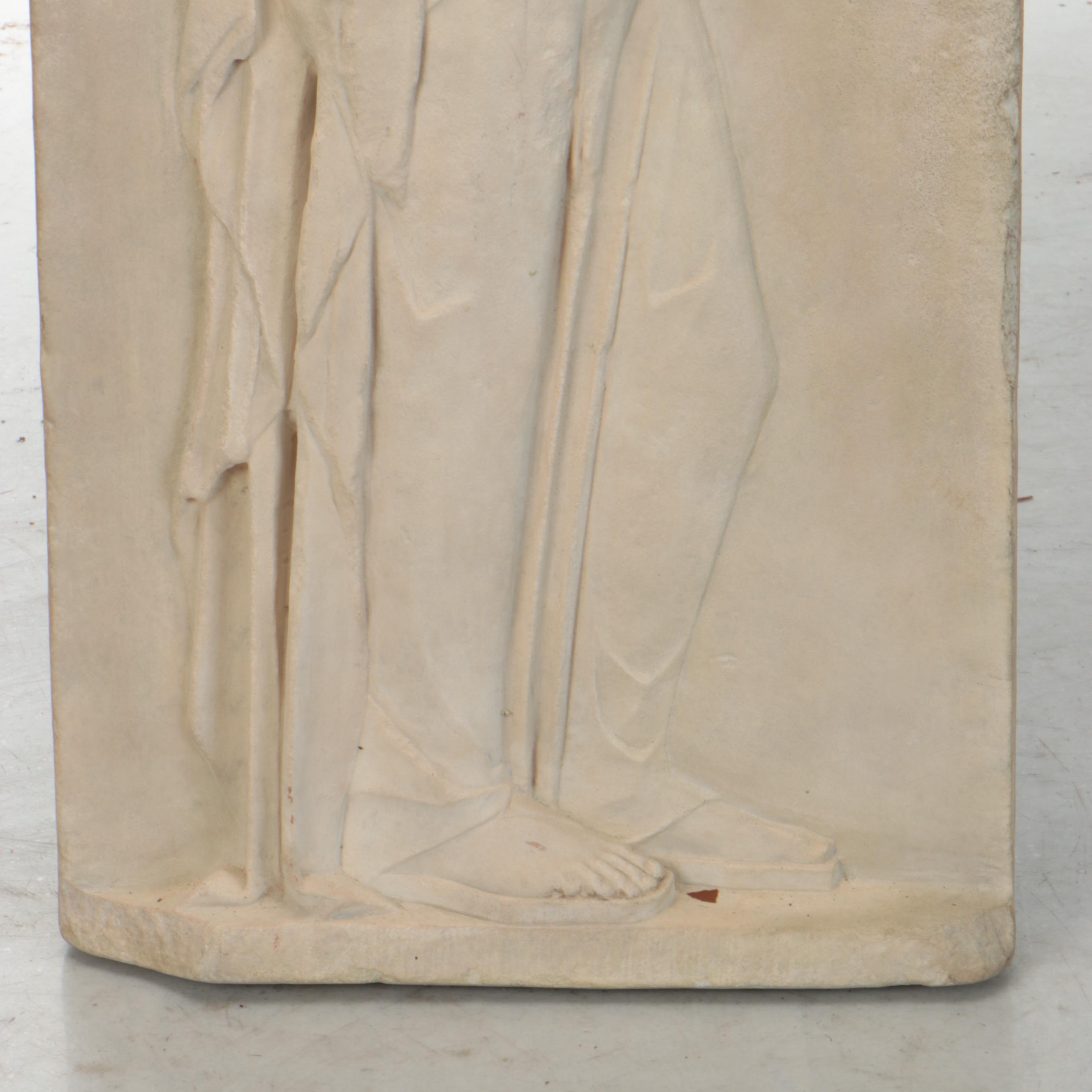 Classical Replica Greek Grave Stele of Young Girl Holding Dove