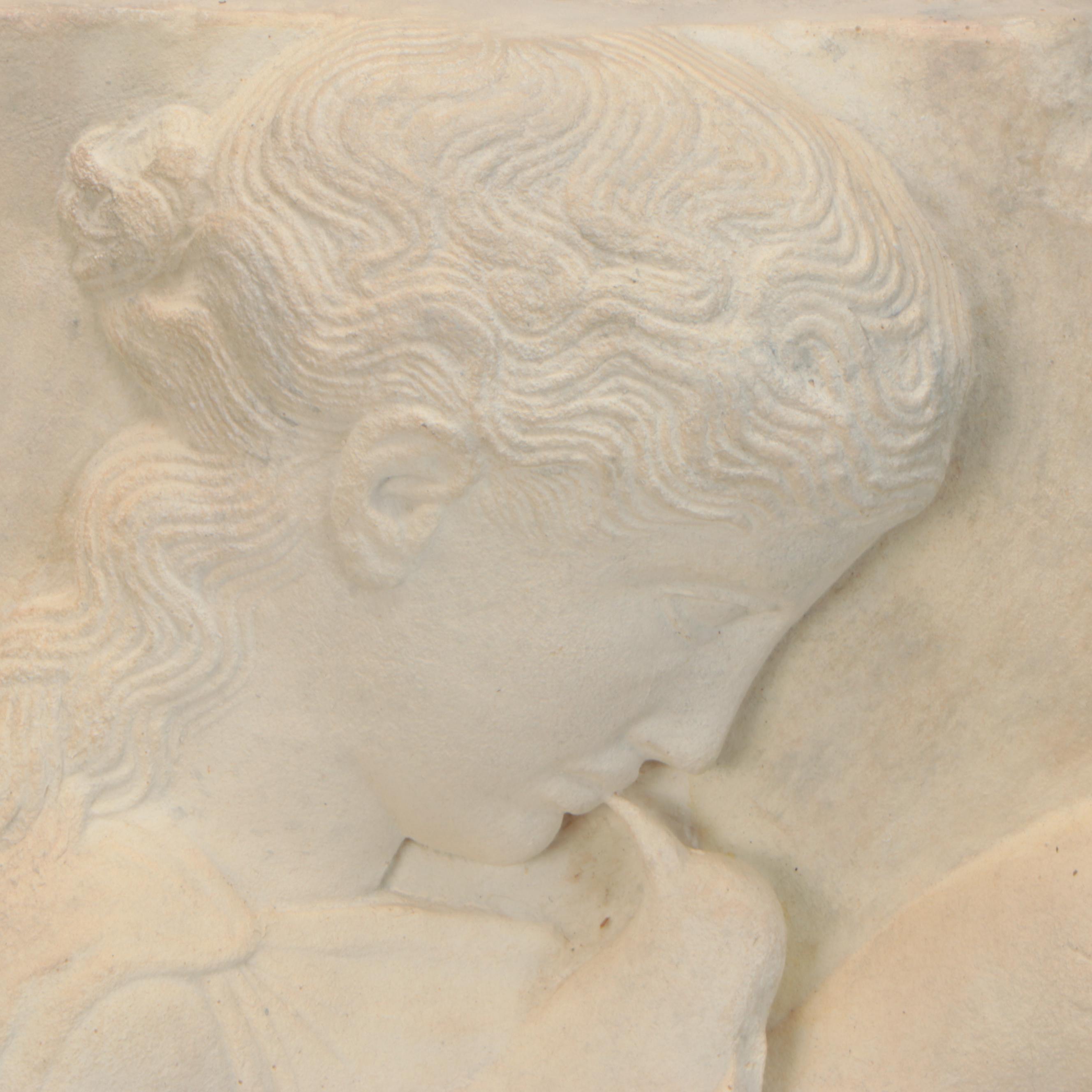 Classical Replica Greek Grave Stele of Young Girl Holding Dove