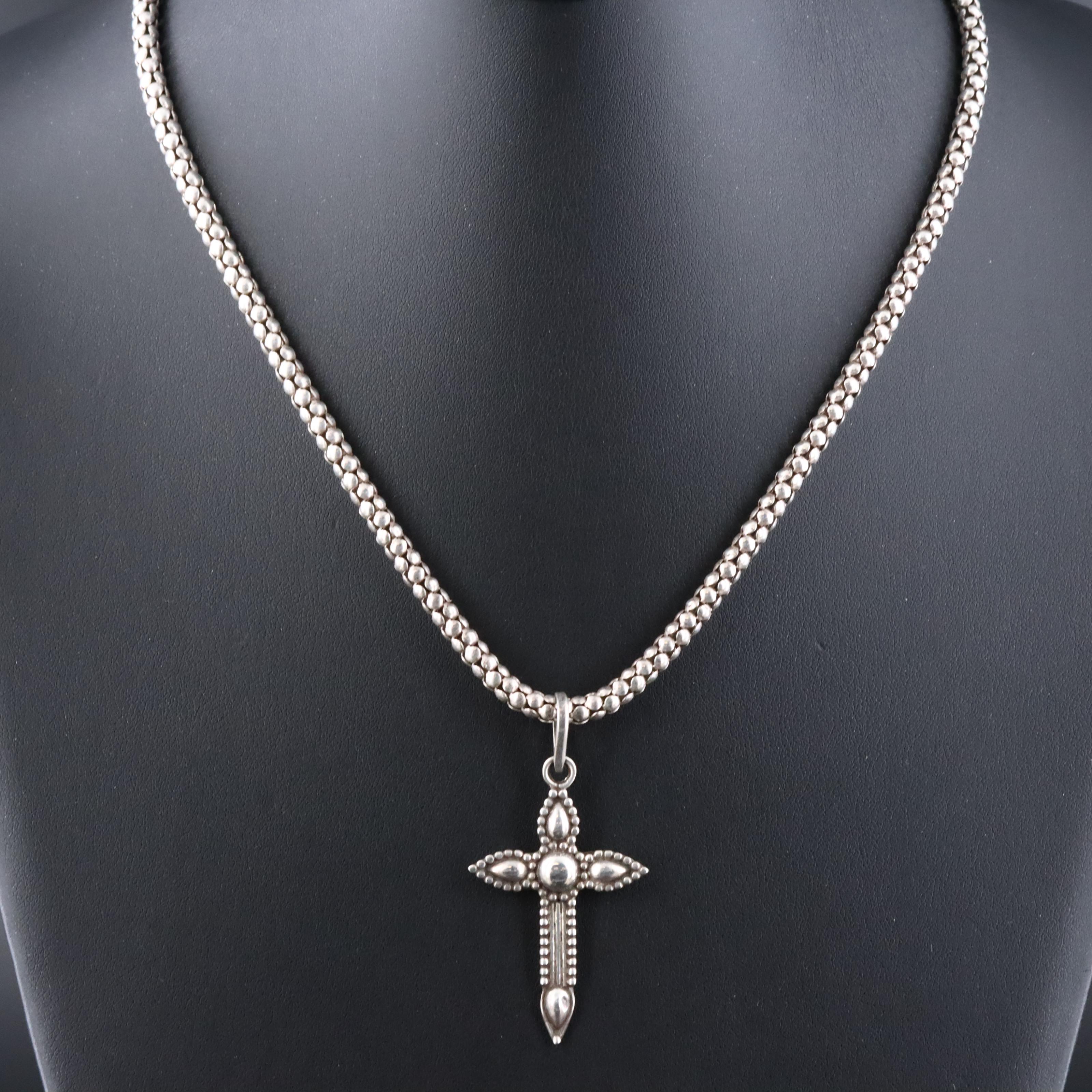 Sterling Cross Pendant Necklace