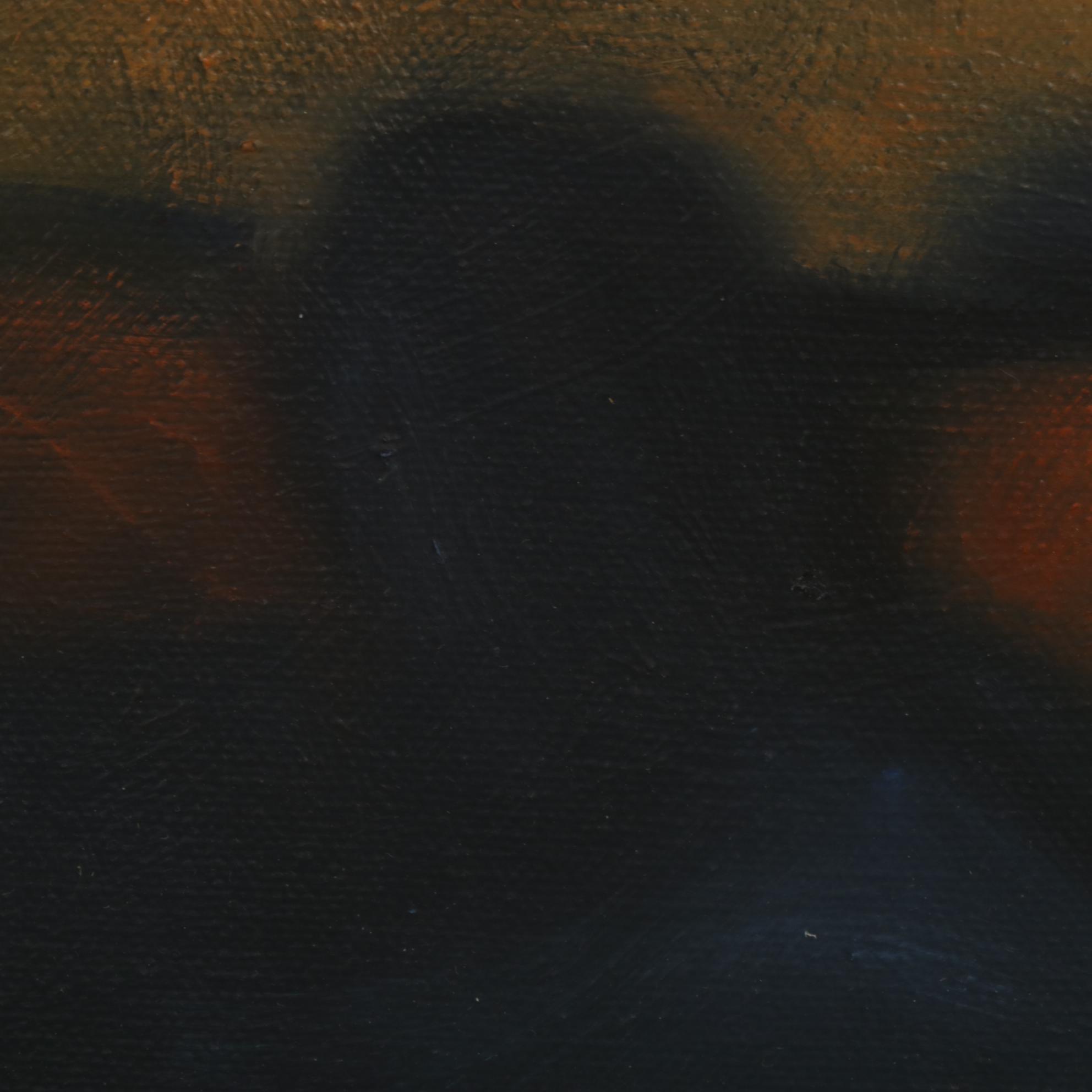 Oil Painting of Dark Interior, Late 20th Century