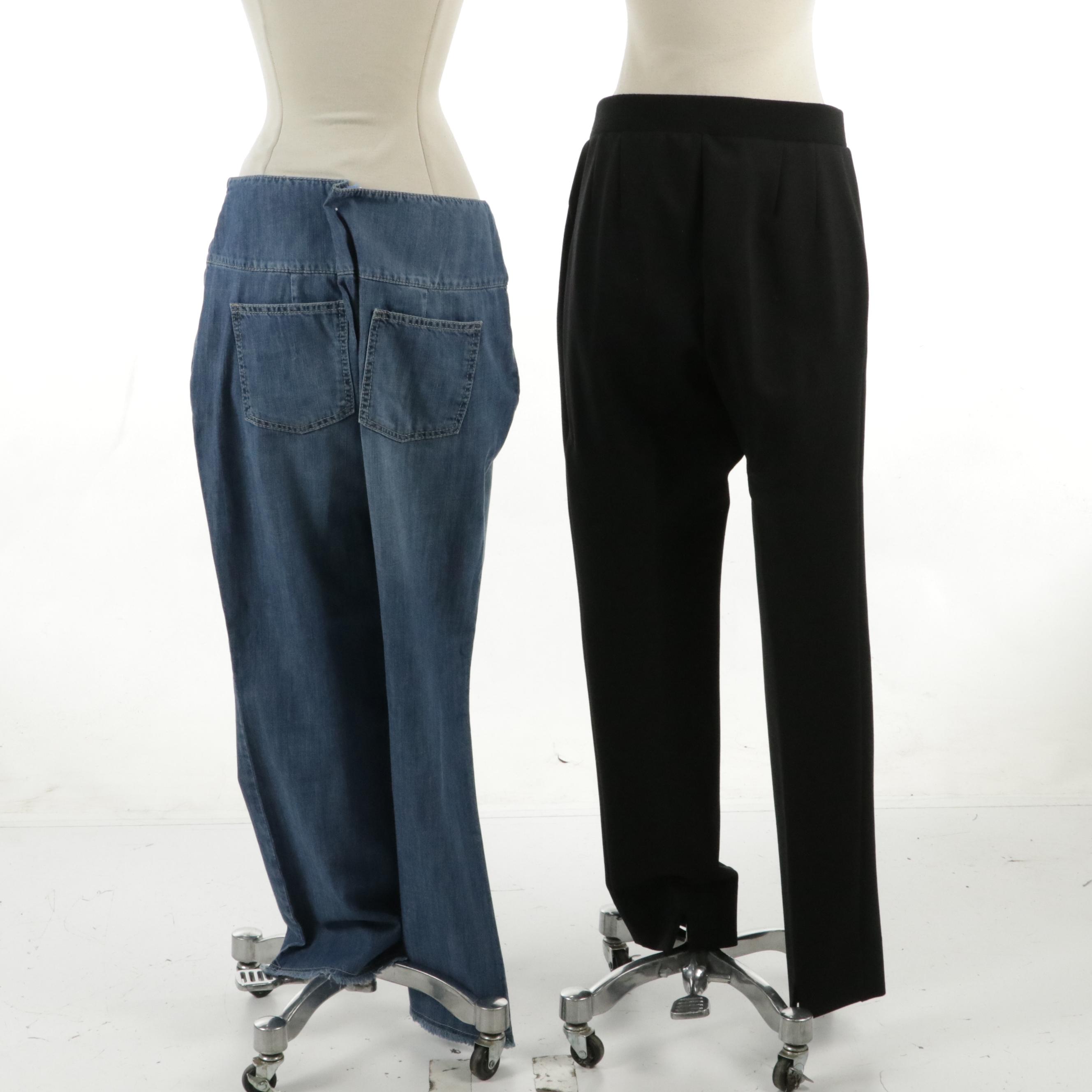 Escada Sport Bejeweled Denim Pants and Jil Sander Grain De Poudre Trousers