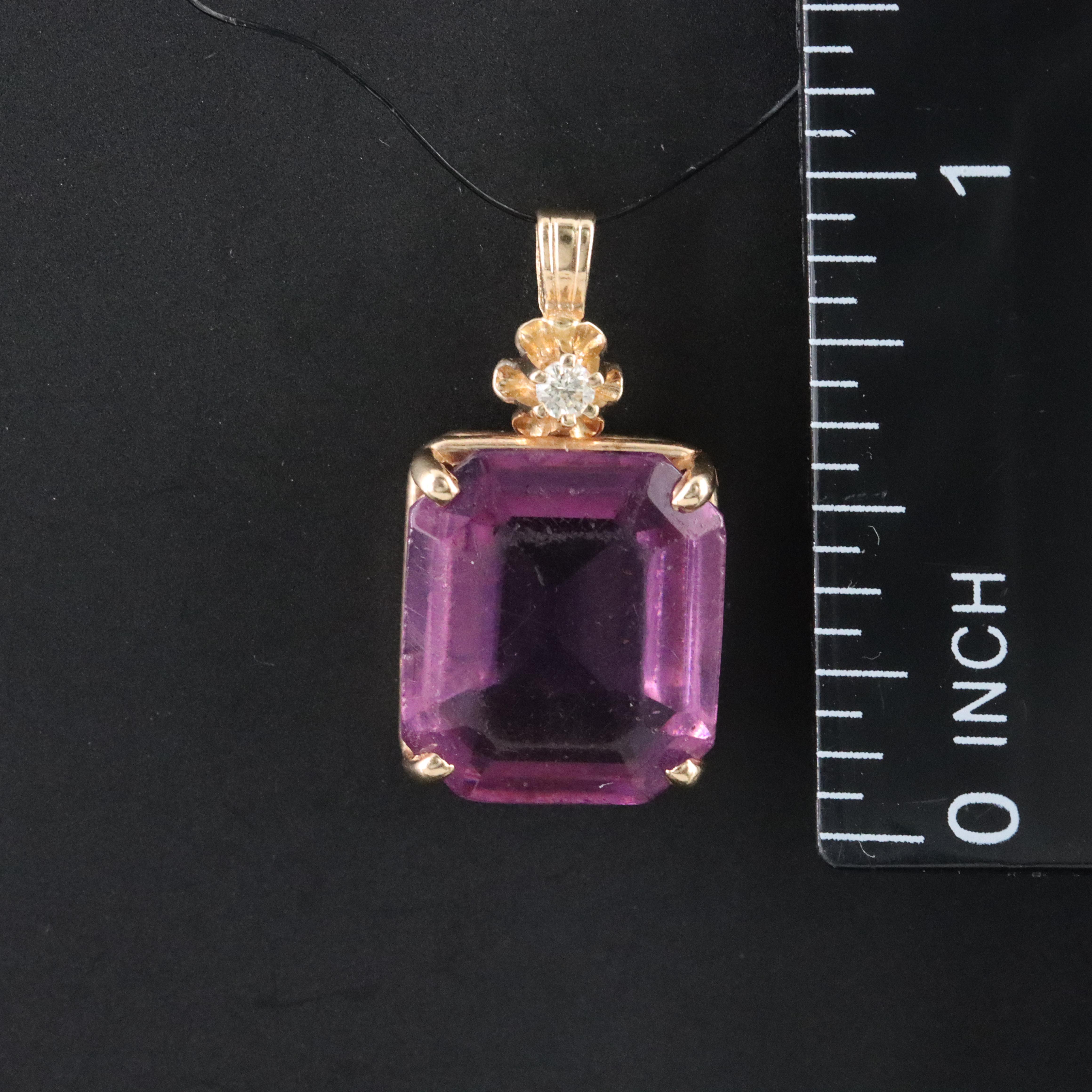 14K Glass and Diamond Pendant