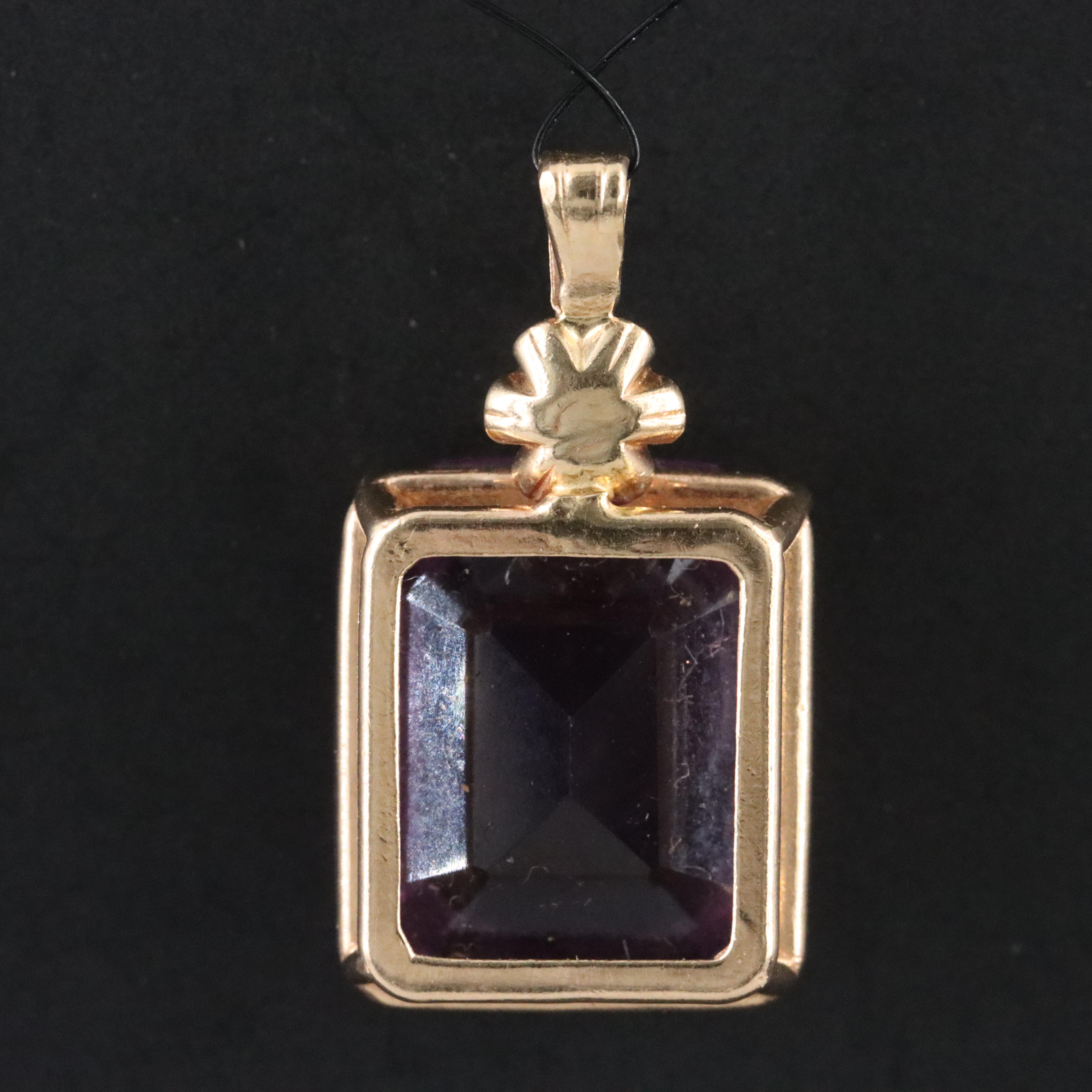 14K Glass and Diamond Pendant