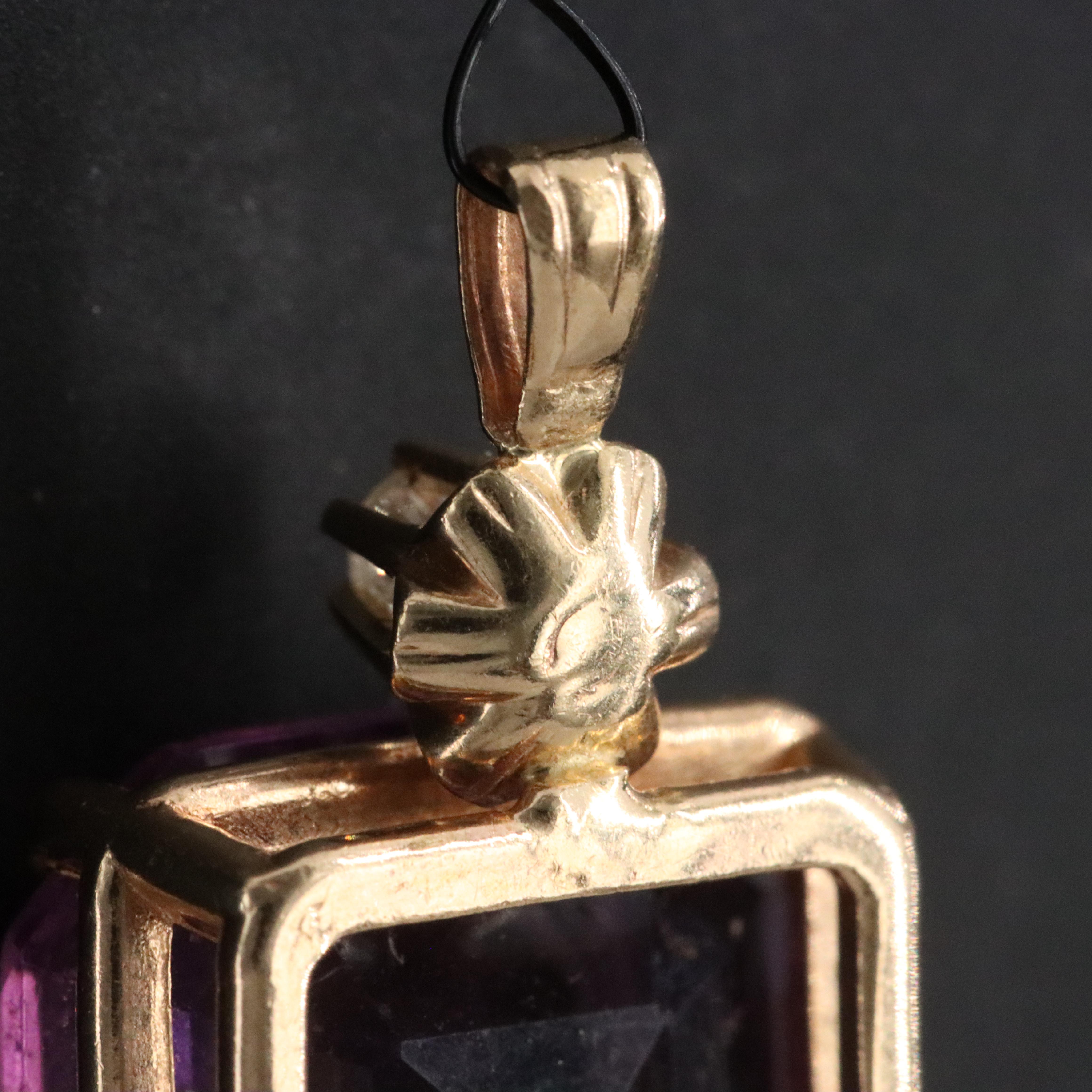 14K Glass and Diamond Pendant