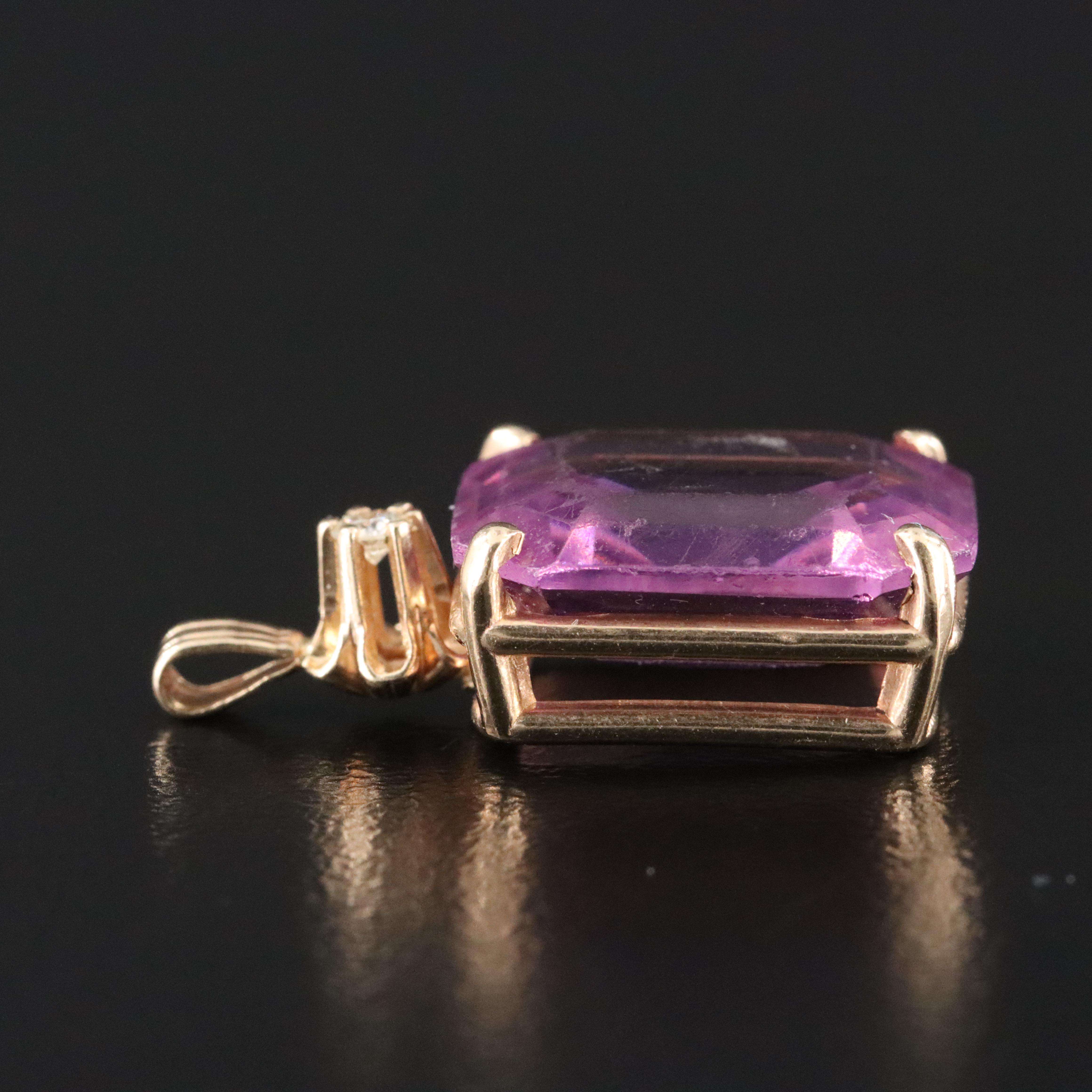 14K Glass and Diamond Pendant