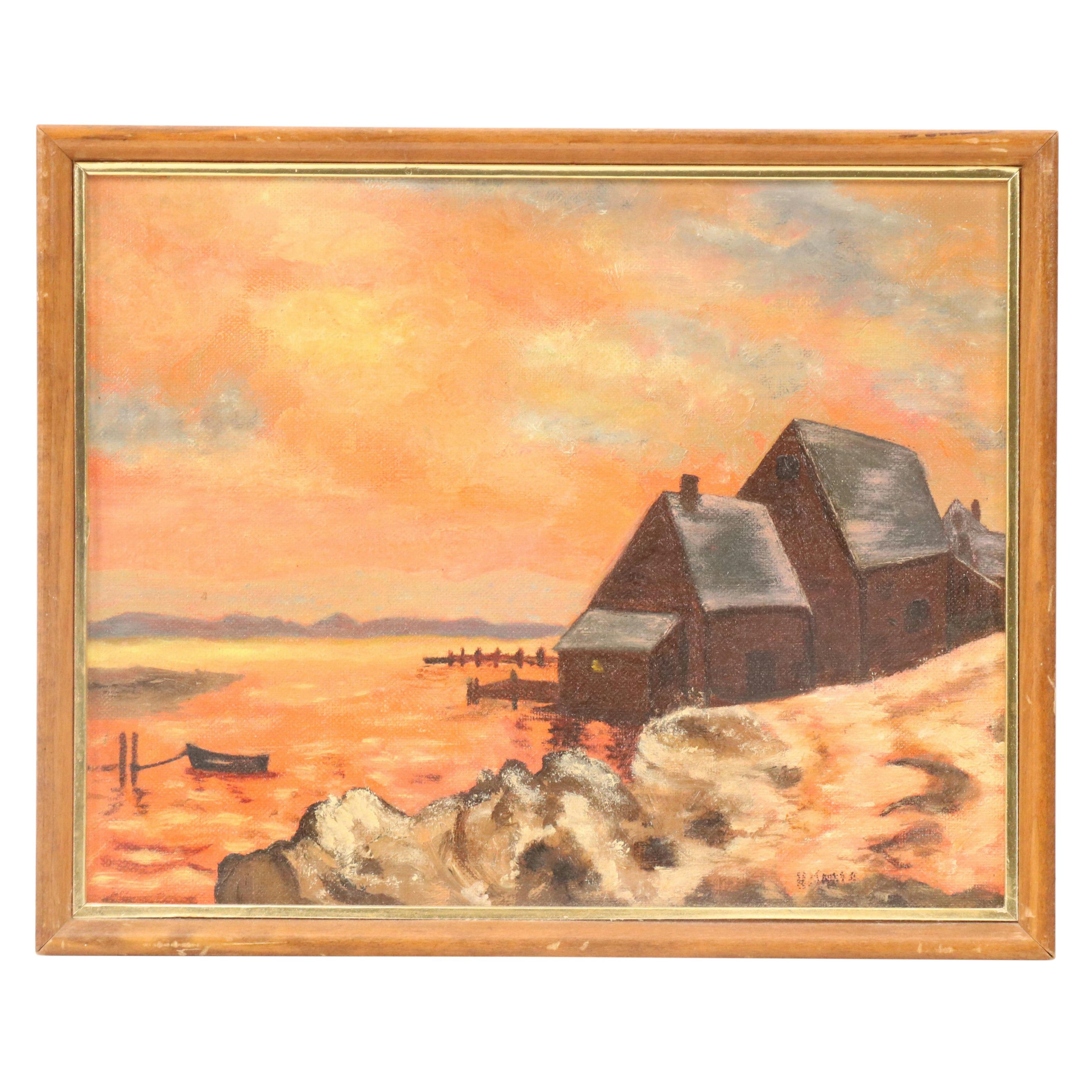 Coastal Residential Landscape Oil Painting